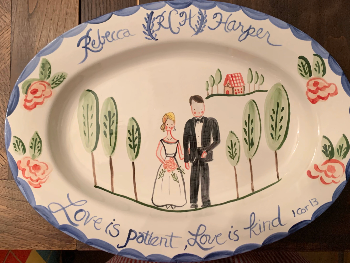 Large Custom Platter - Bride and Groom (Full Color) - Premium Platter from Tricia Lowenfield Design