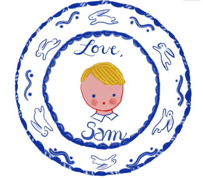 Sam Custom Sticker Gift Tags - Boy and Bunnies