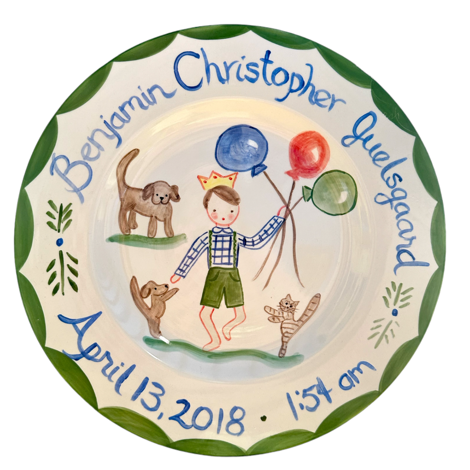 Birth Plate - Green Boy (Full Color)