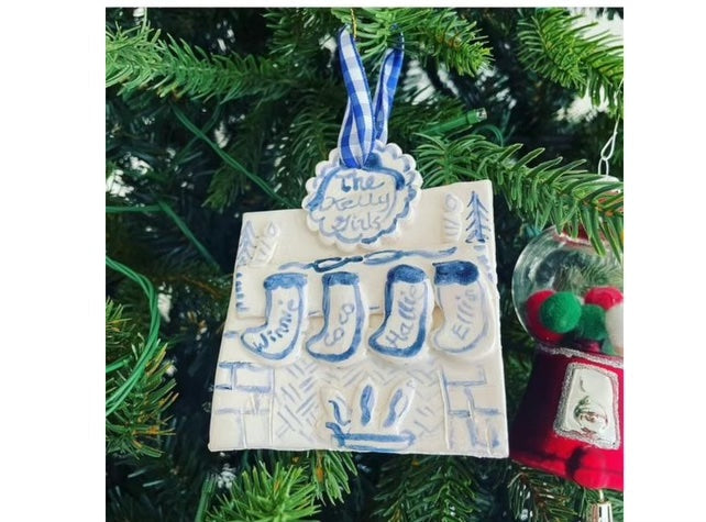 Fireplace Ornament with Wreath - Premium from Tricia Lowenfield Design