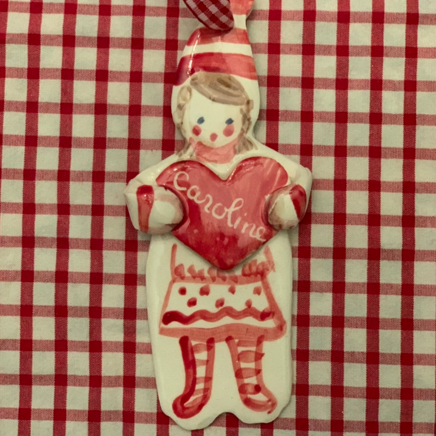 Christmas Girl Ornament - Red Heart - Premium from Tricia Lowenfield Shop