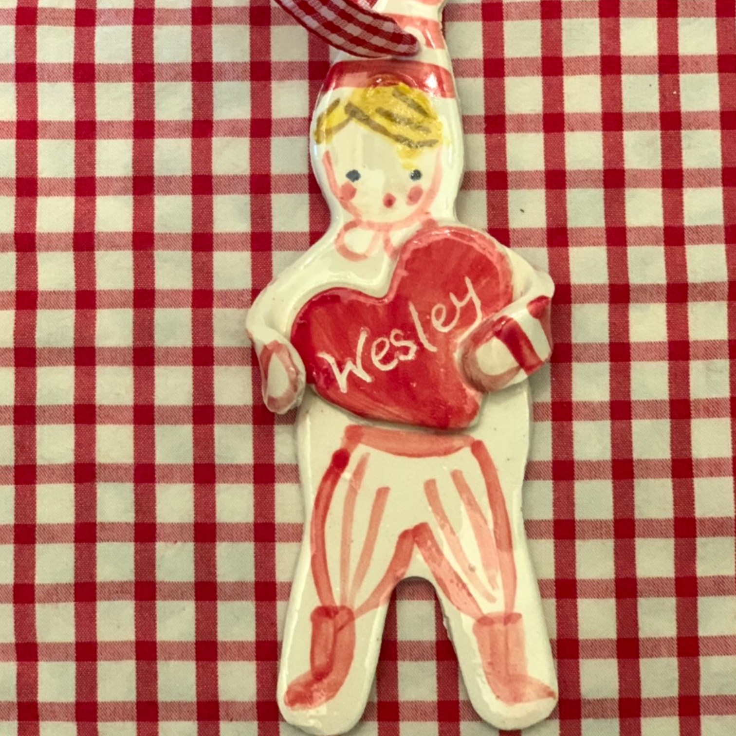 Christmas Boy Ornament - Red Heart