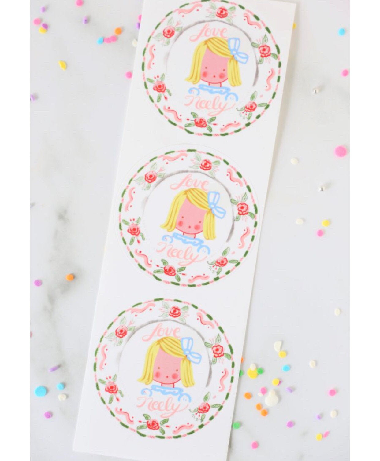 Custom Sticker Gift Tags - Boy with Heart and Bunny