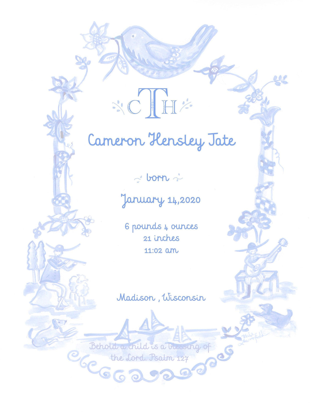 Birth Announcement - Light Blue