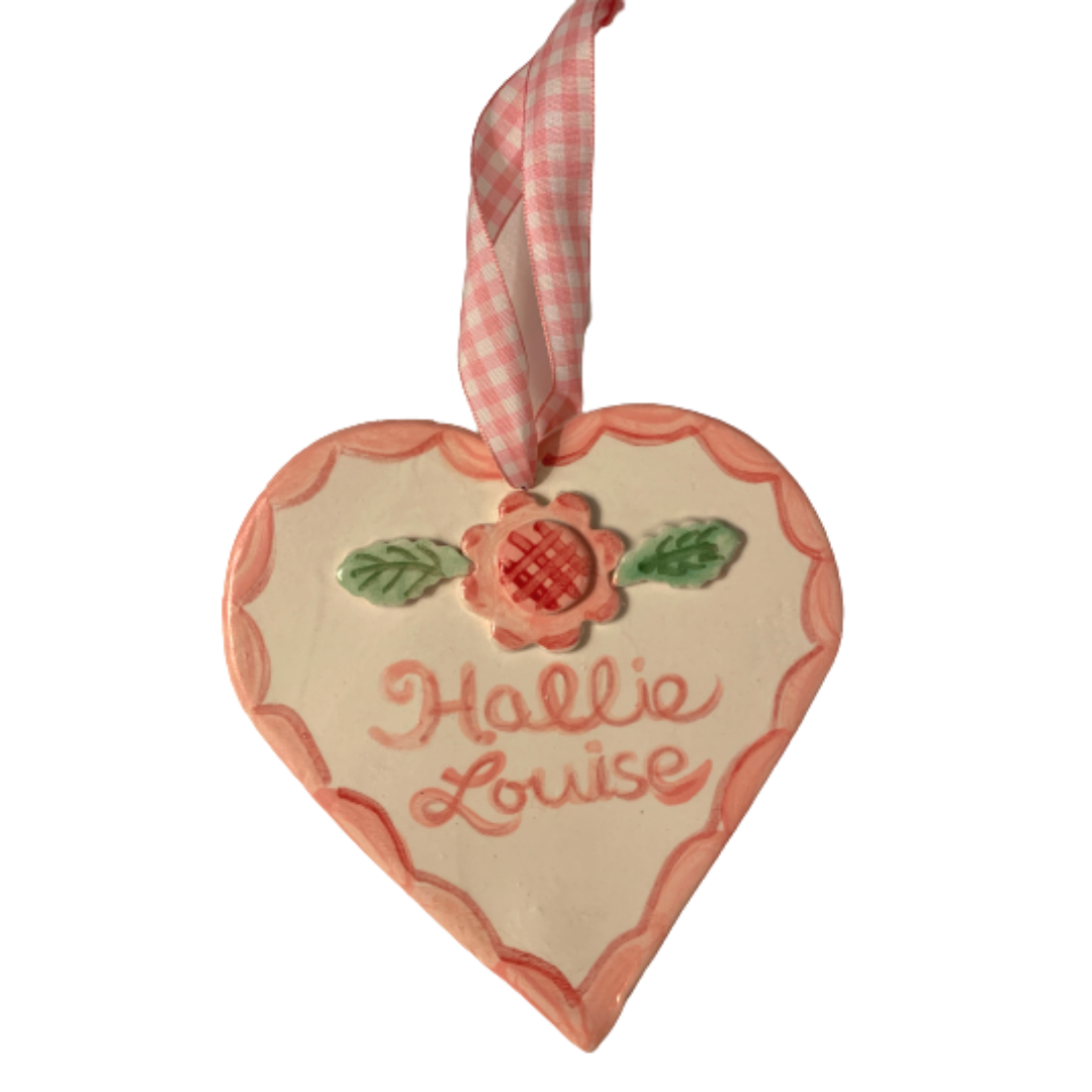 Pink Heart and Flower Ornament - Premium from Tricia Lowenfield Design