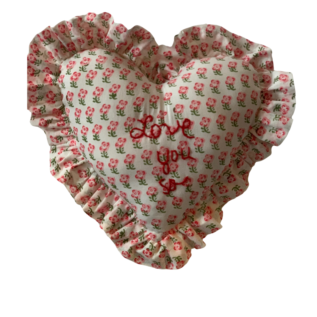 Rectangle Ruffle Pillow - Love You So - pink gingham - Premium  from Tricia Lowenfield Design 
