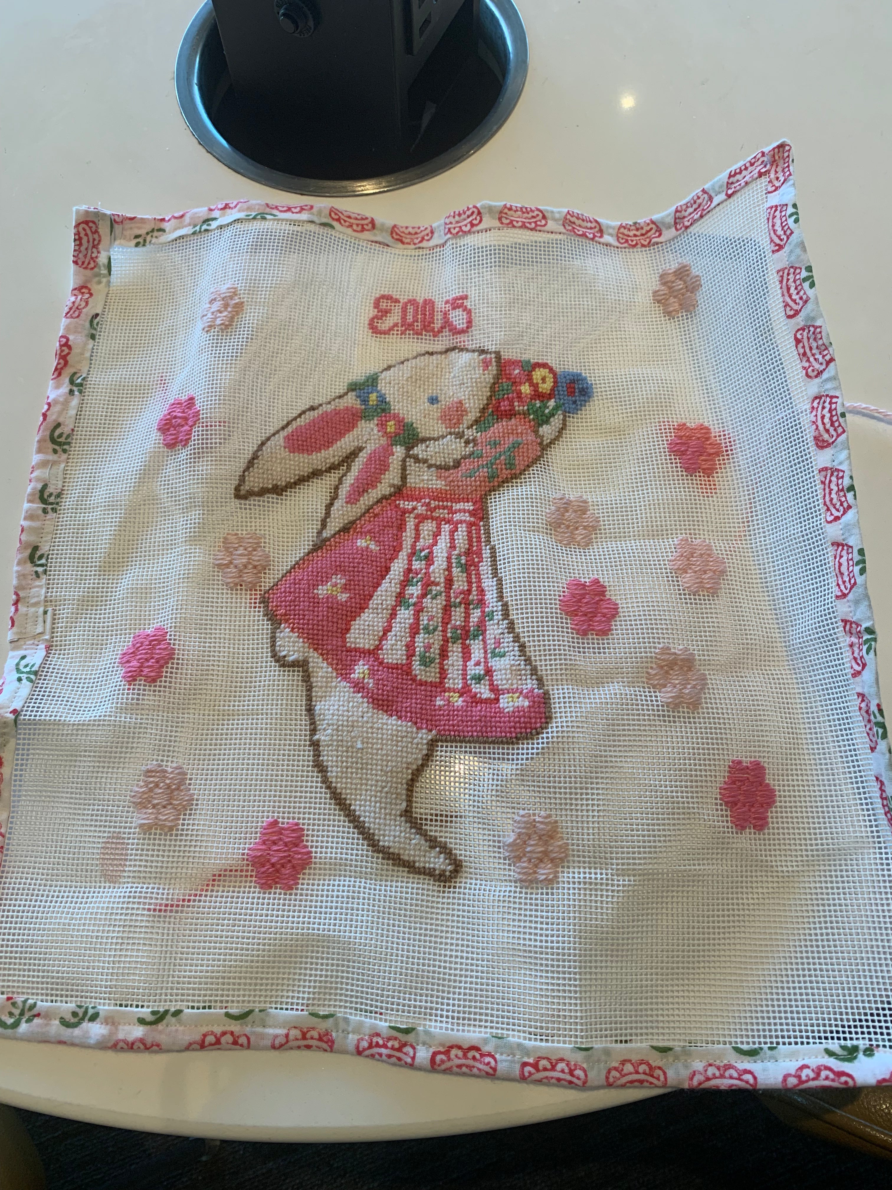 Large Needlepoint Girl Bunny - Premium from Tricia Lowenfield Design