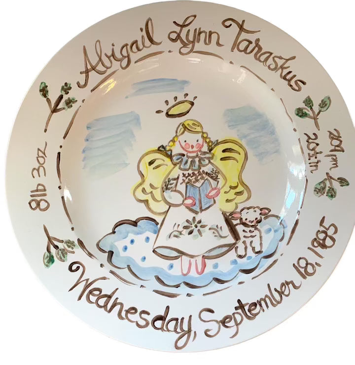Faith Angel Birth Plate - Premium plate from Tricia Lowenfield Shop