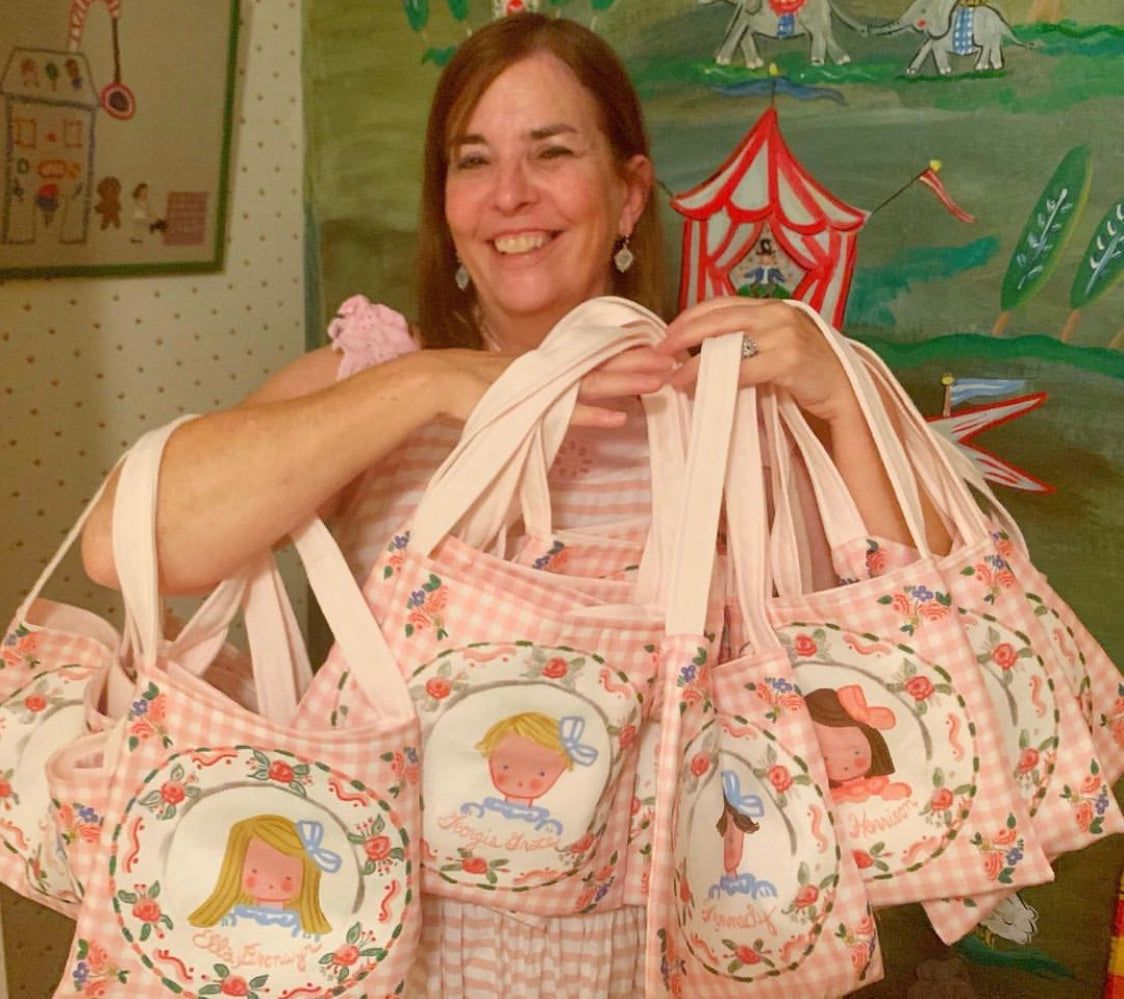 Personalized Pink Gingham Bag - Tricia Lowenfield Design