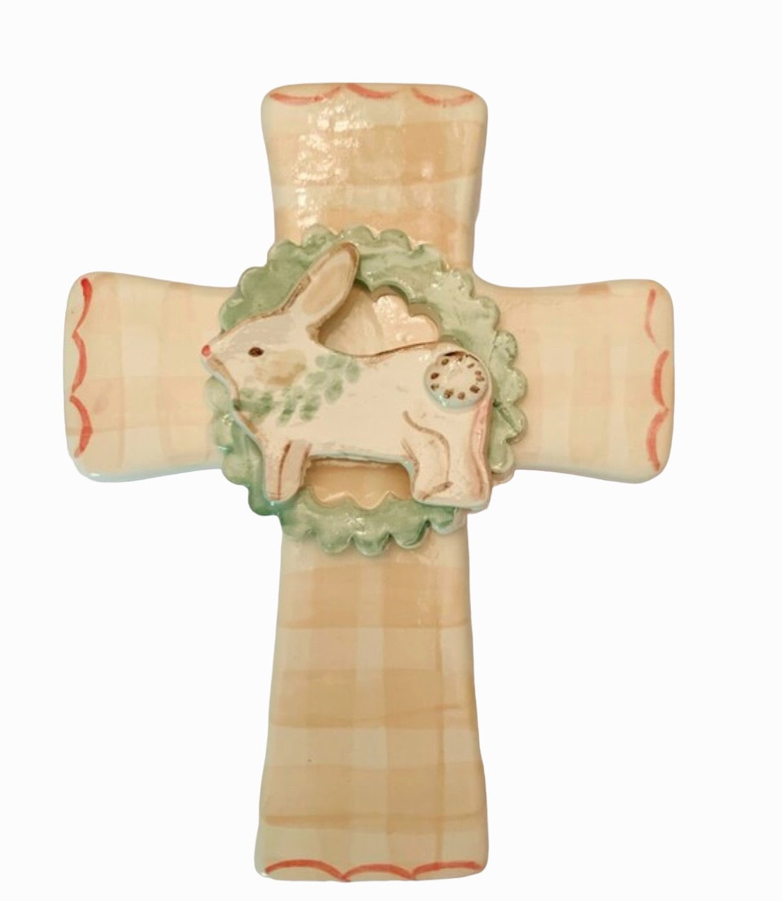 Bunny and Gingham Cross - pink or blue