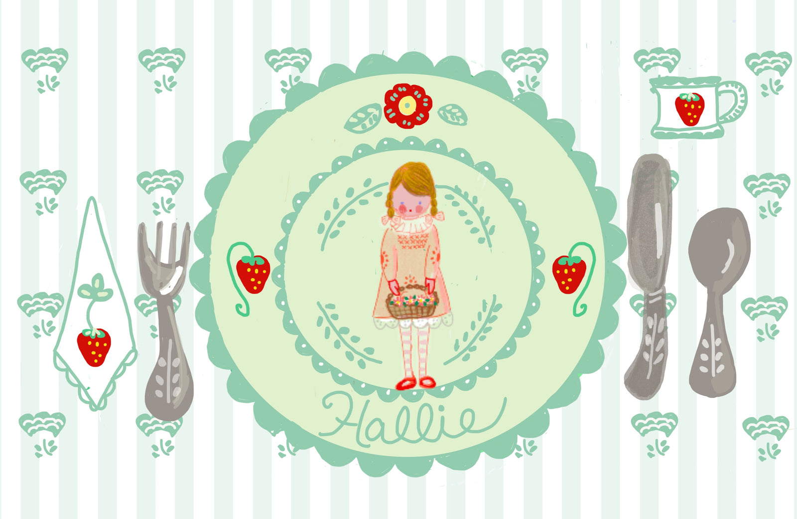 Girl with Flower Basket Placemat (personalized)