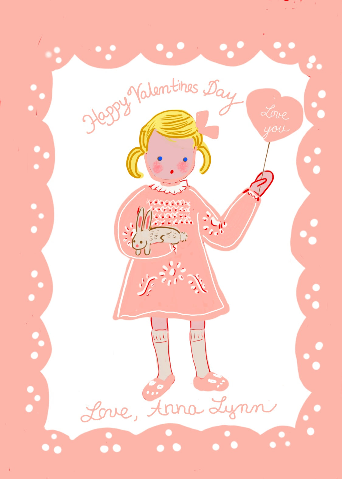Valentine Cards - Girl in All Pink