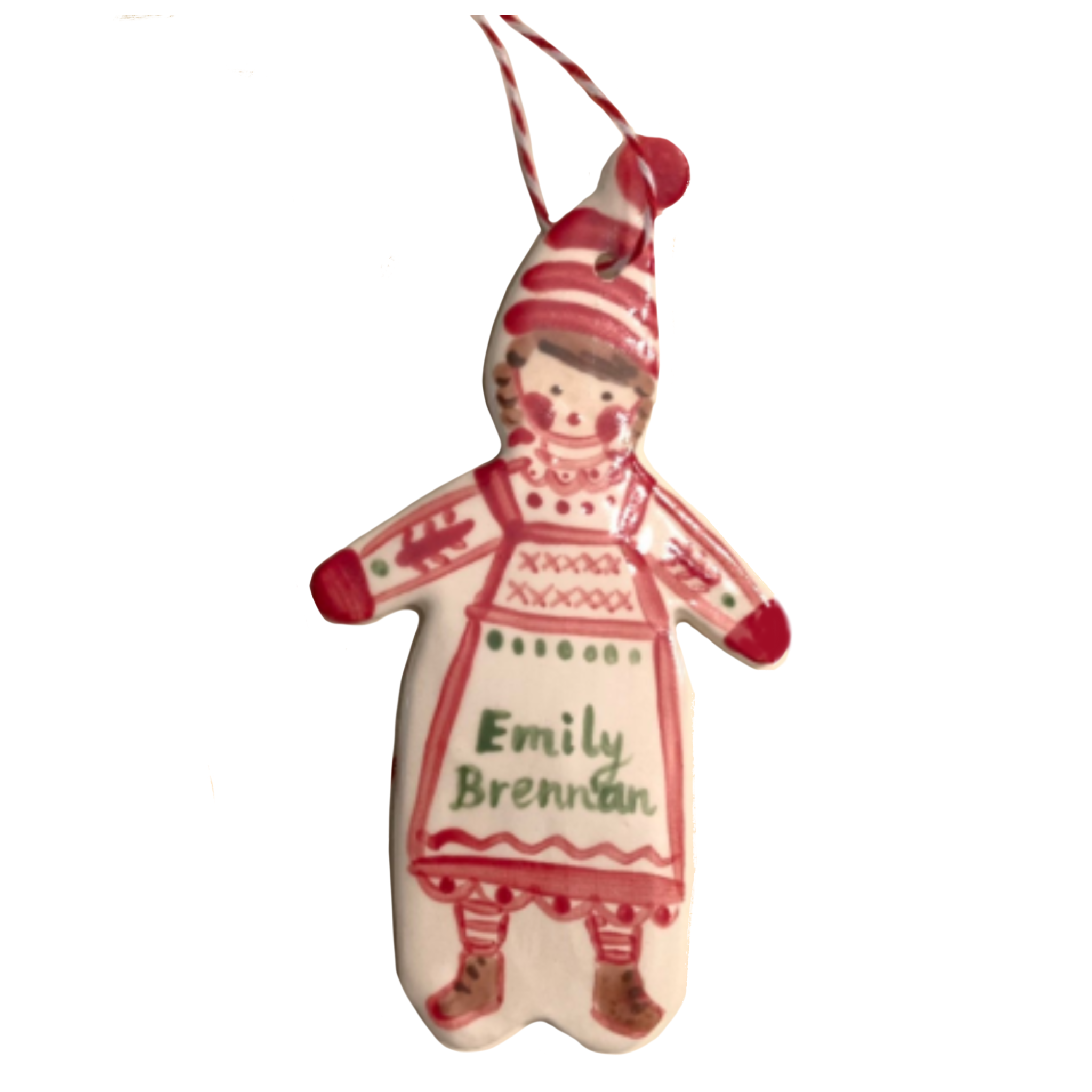 Red Pinafore Girl Ornament - Tricia Lowenfield Design