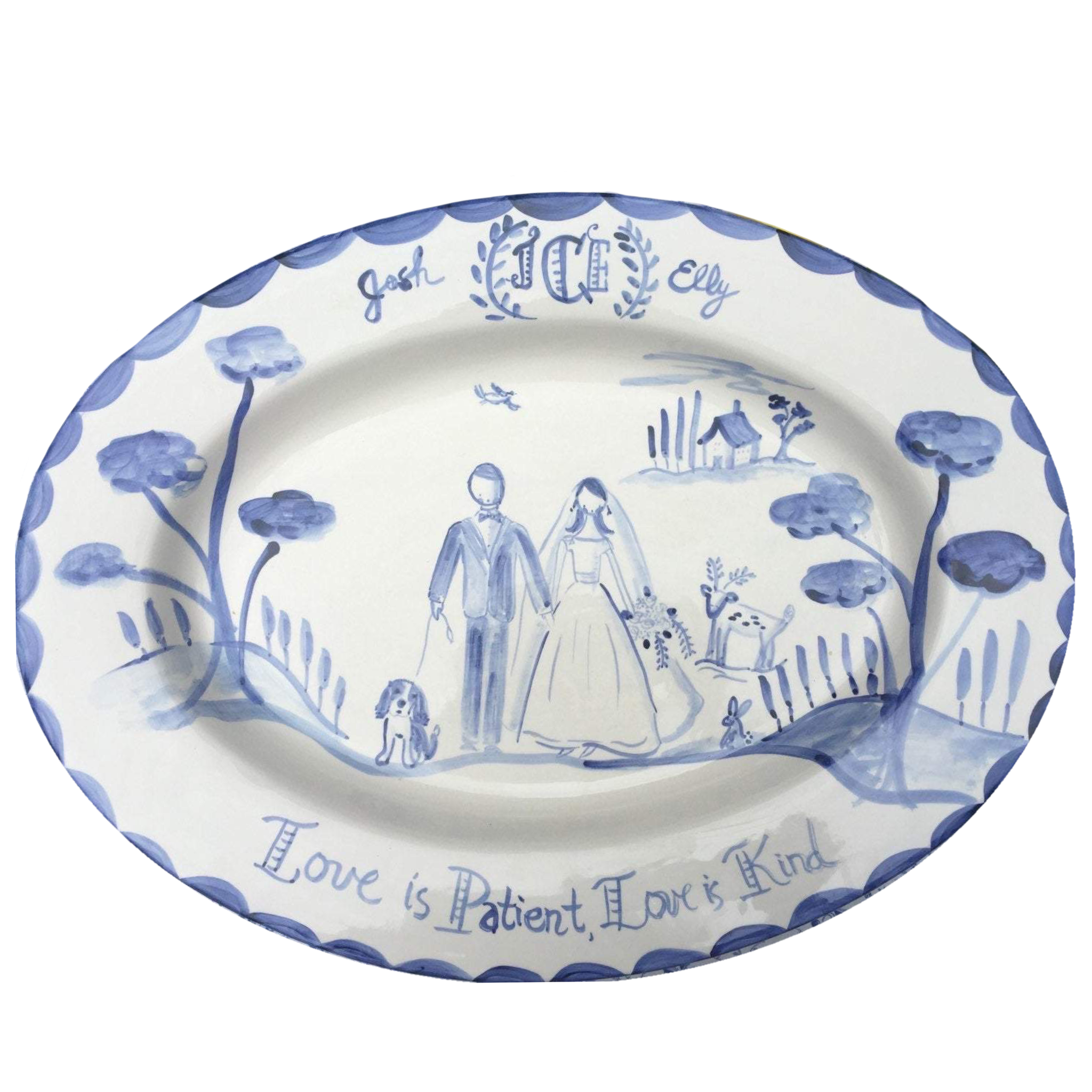 Large Custom Platter - Love is Patient, Love is Kind - Tricia Lowenfield Design
