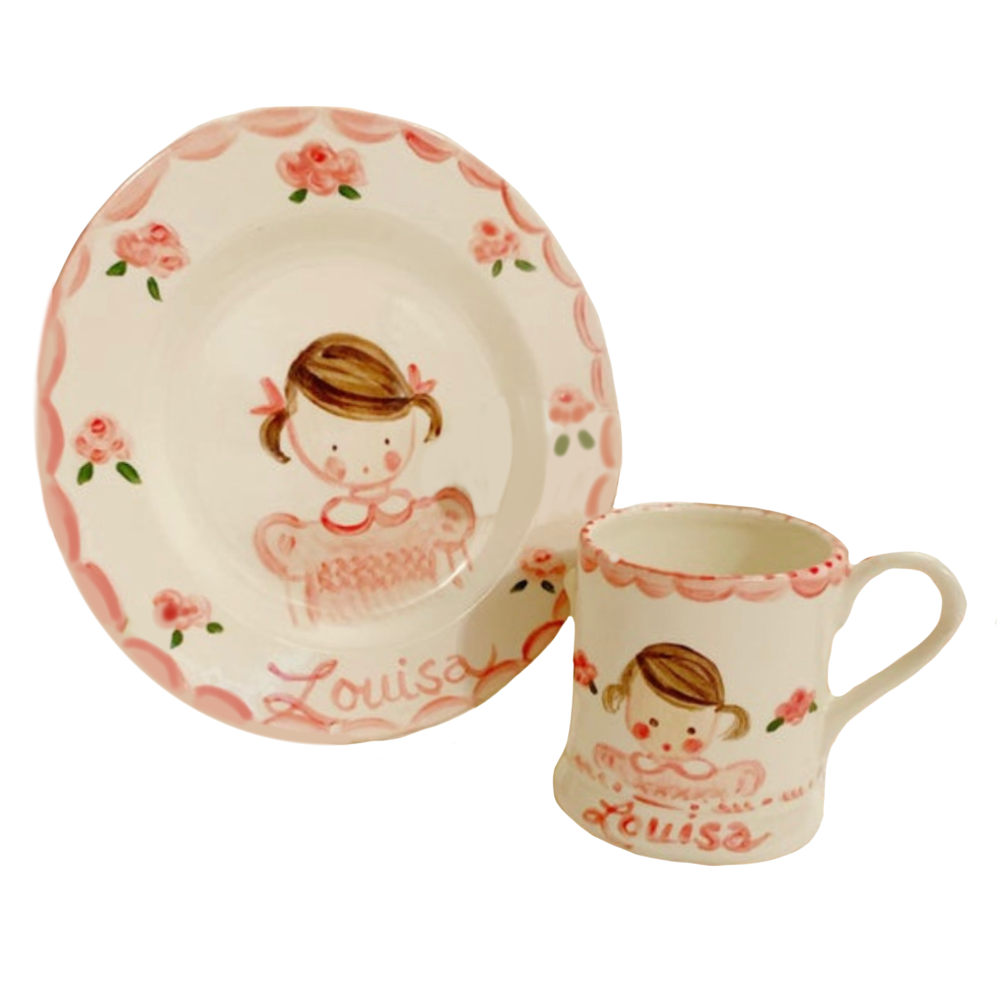 Child s Cup and Plate Set Girl Tricia Lowenfield Design