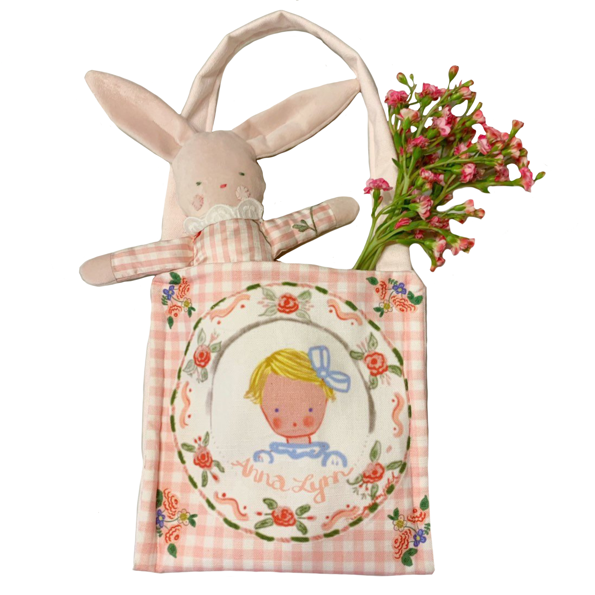 Personalized Pink Gingham Bag - Tricia Lowenfield Design