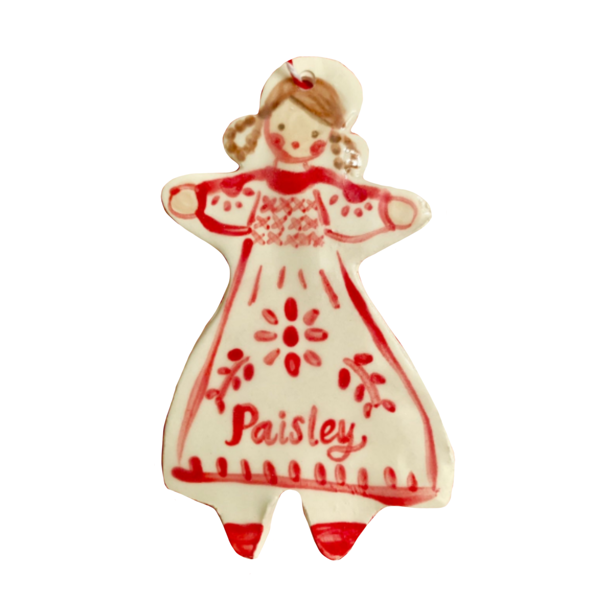 Christmas Ornament - Red Dress Girl from Tricia Lowenfield Shop