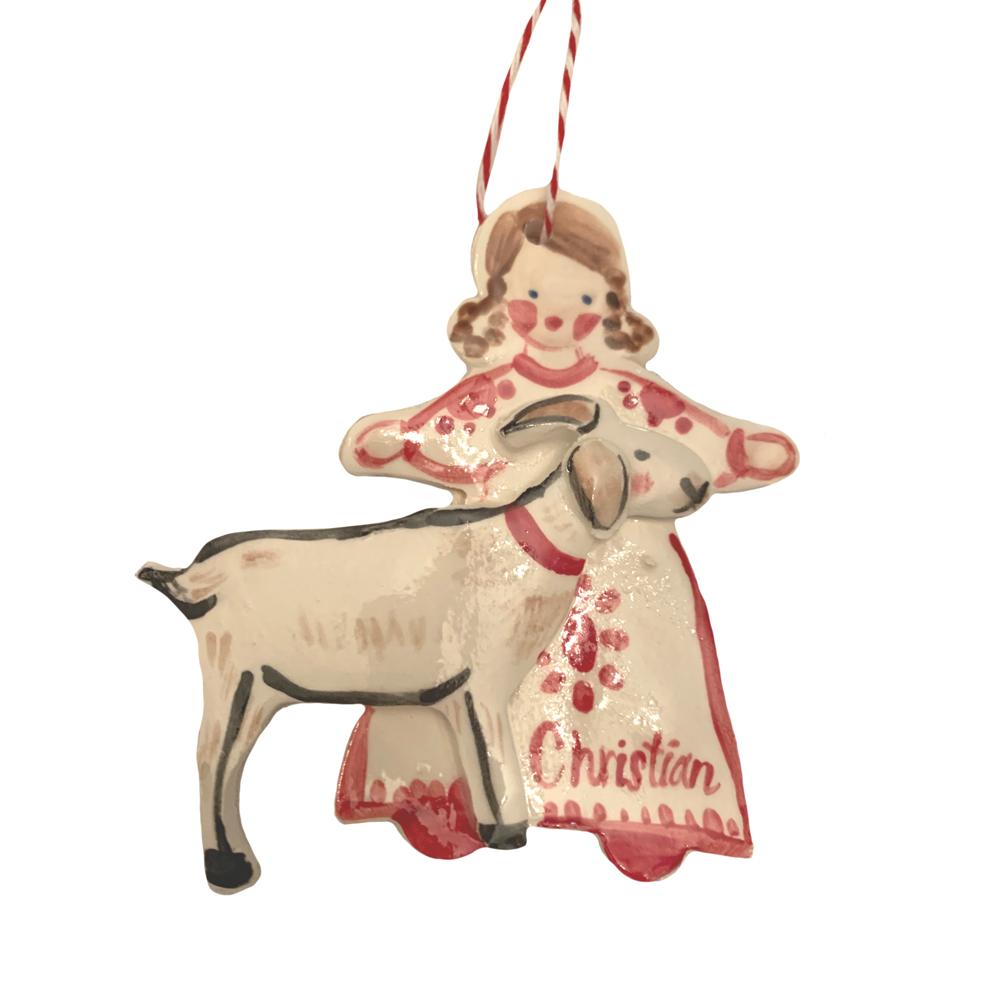 Girl with Goat Ornament - Tricia Lowenfield Design