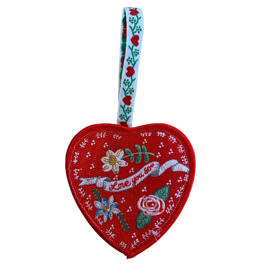 Love You So Heart Embroidered Ornament