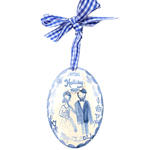 Bride and Groom Ornament - blue - Premium from Tricia Lowenfield Design