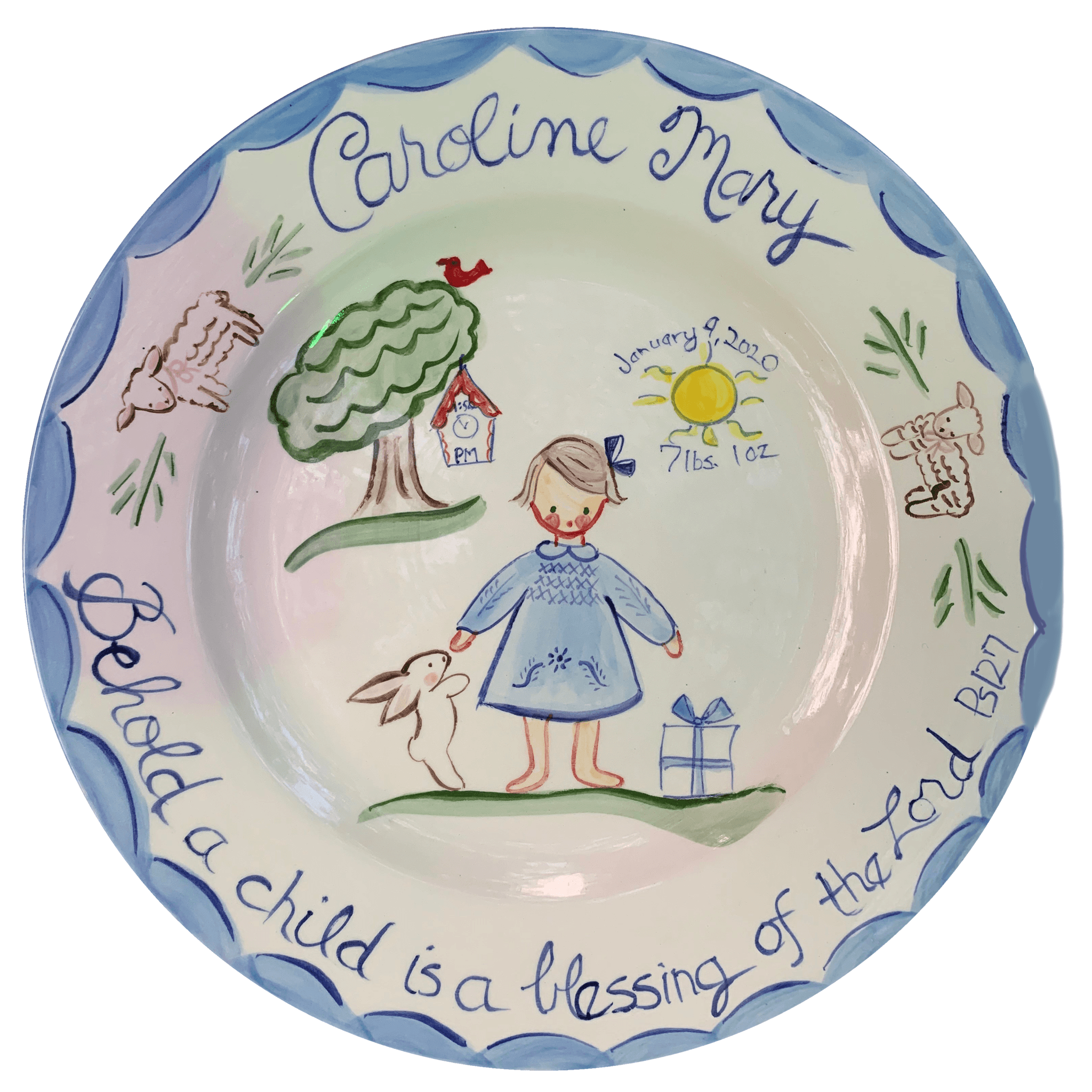 Behold a Child is a Blessing - Girl - Premium plate from Tricia Lowenfield Design