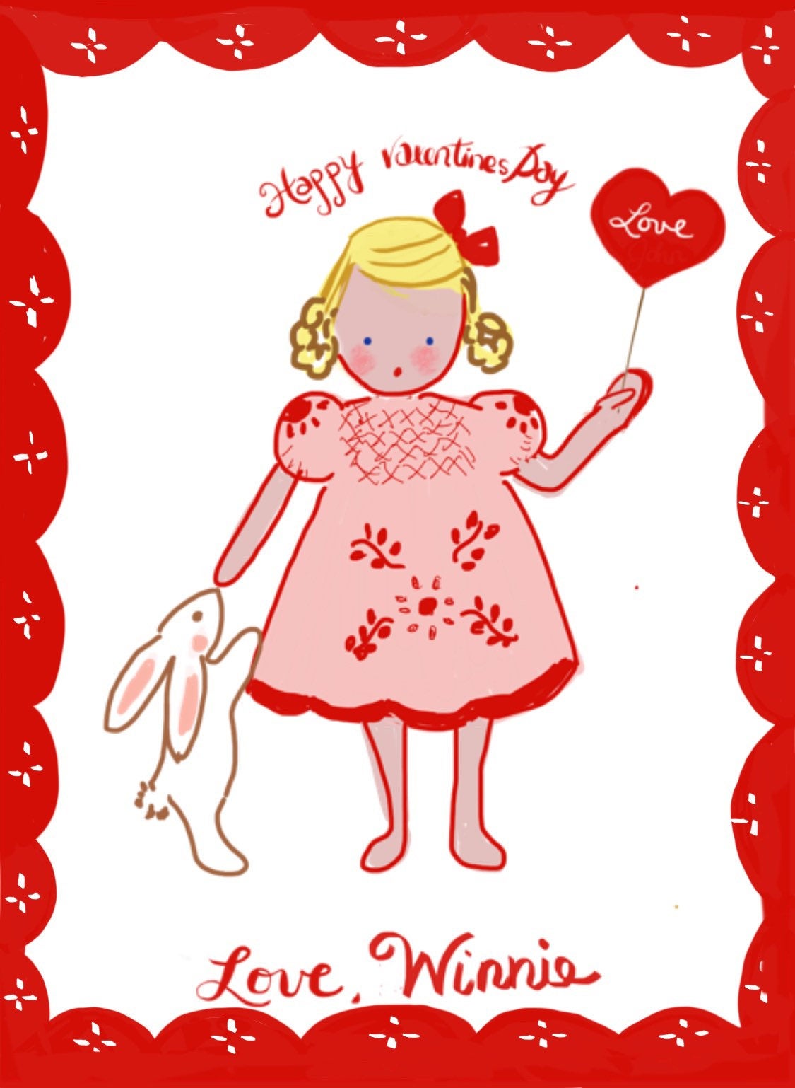 Valentine Cards - Girl in White Dress - Premium  from Tricia Lowenfield Design 