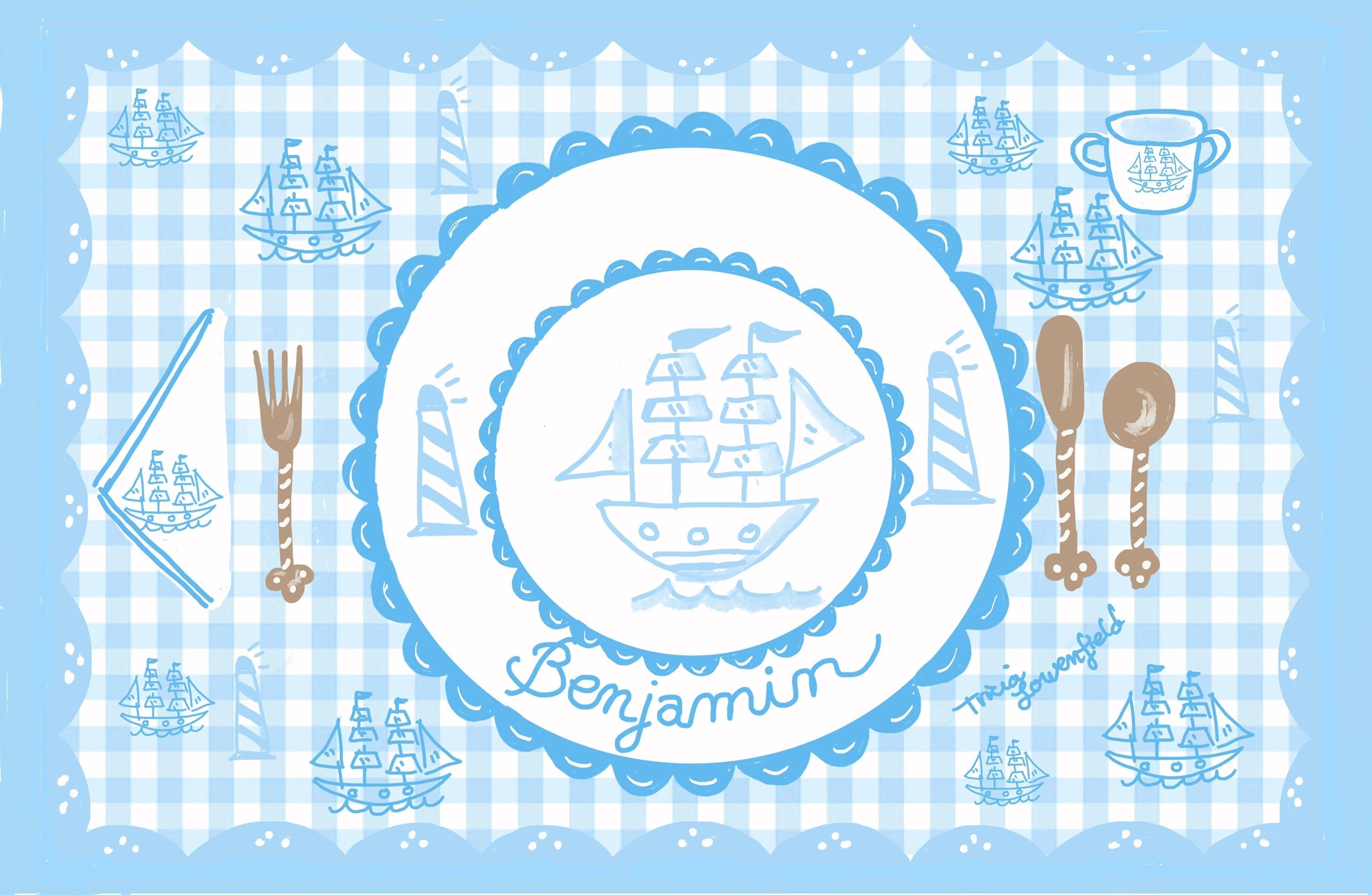 Laminated Placemat - Pastel Ship from Tricia Lowenfield Shop