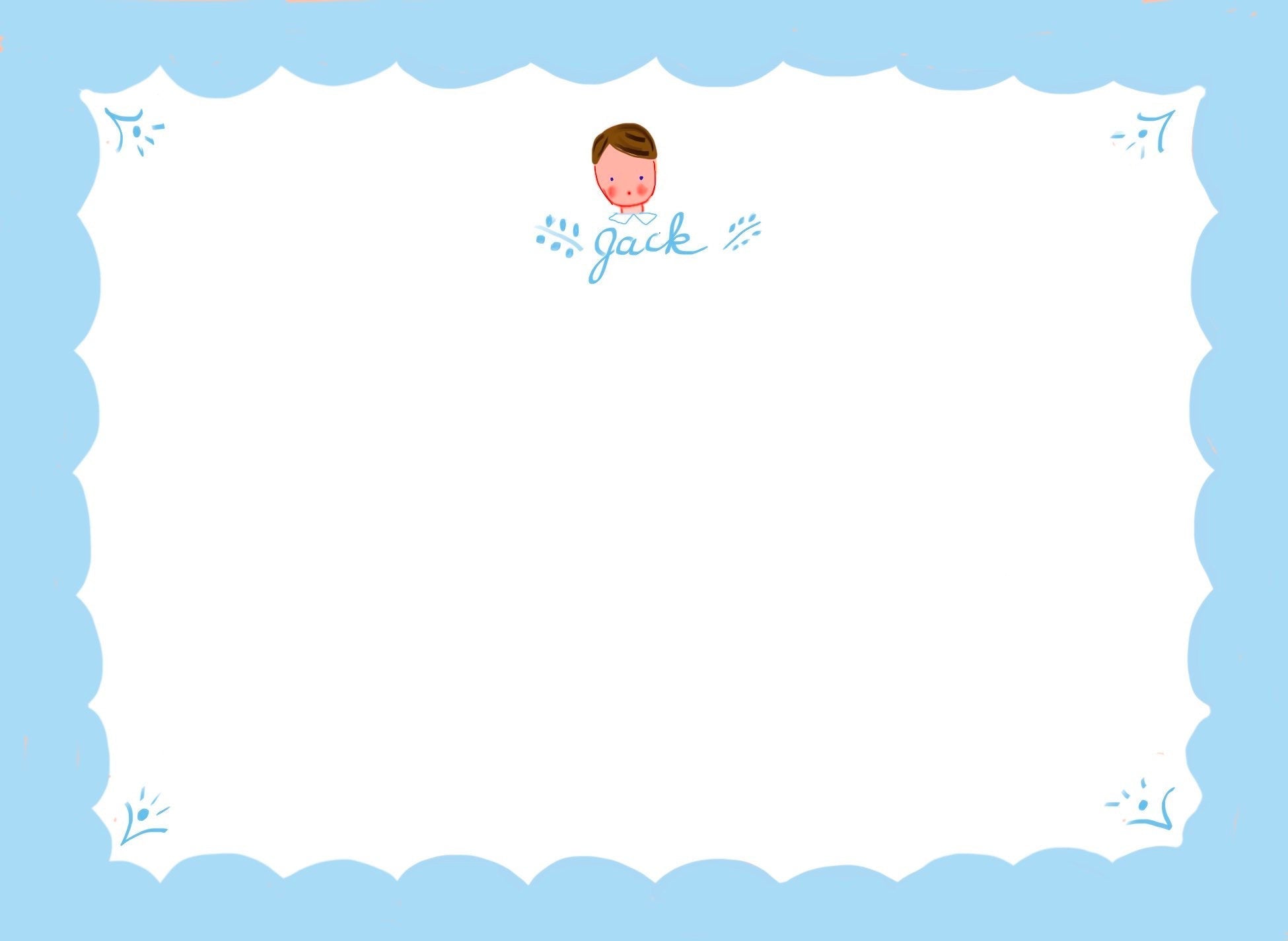 Personalized Notecards with Envelopes - Blue Scallop Boy from Tricia Lowenfield Shop