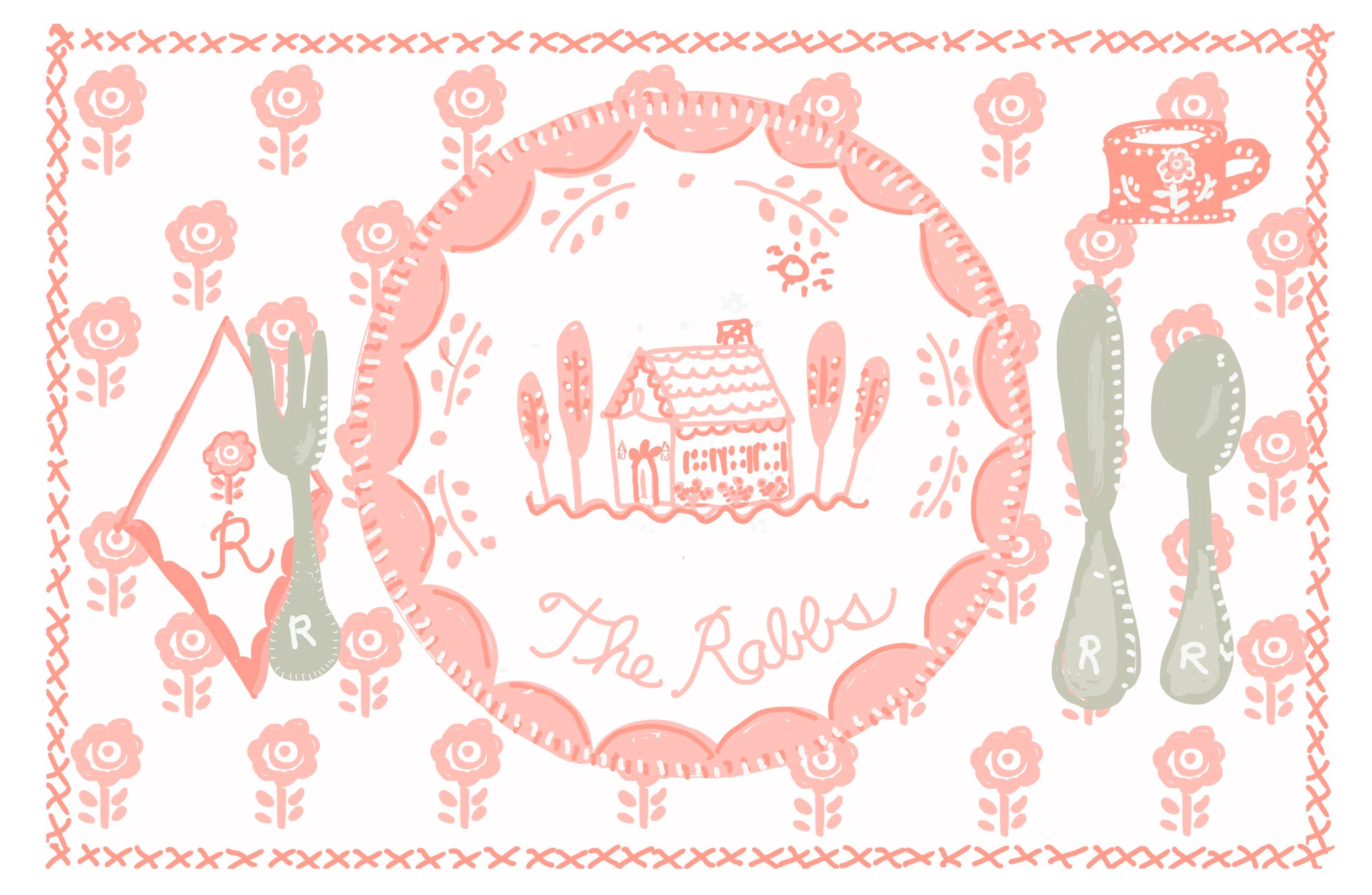 Laminated Placemat - Pink House - Tricia Lowenfield Design