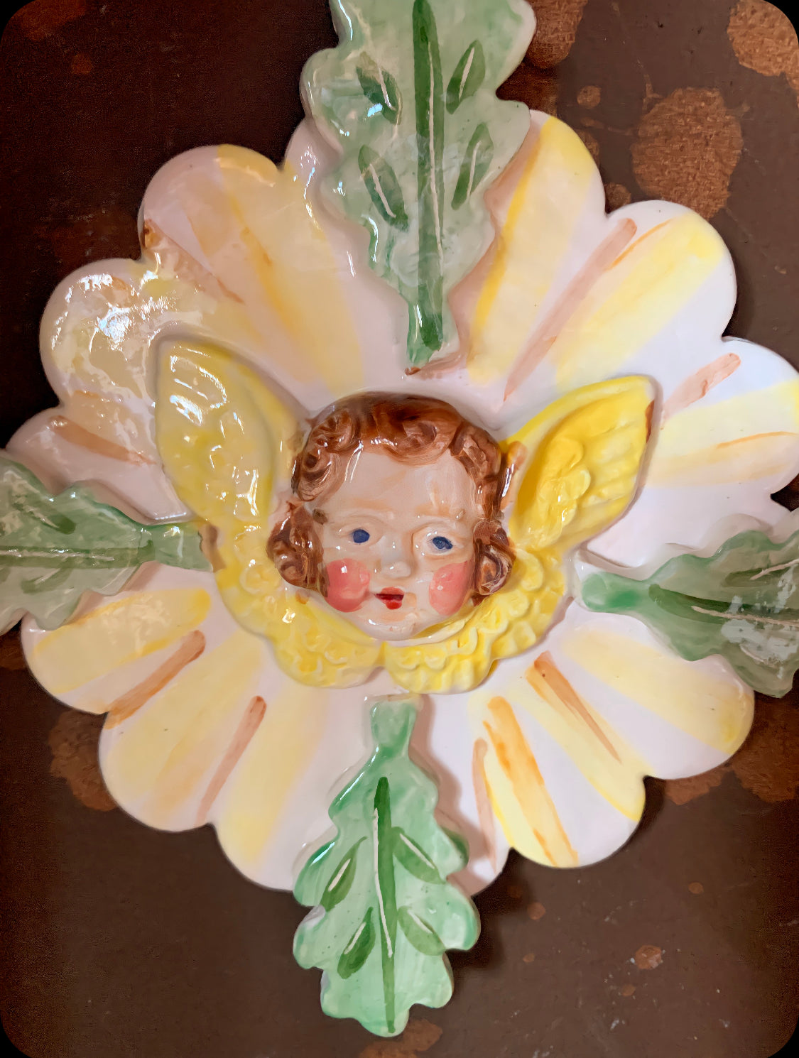 Ceramic Nativity in Custom-Made Wooden Grotto