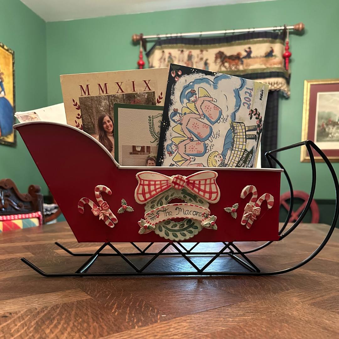 Sleigh Christmas Card Holder/Planter - Premium  from Tricia Lowenfield Design 