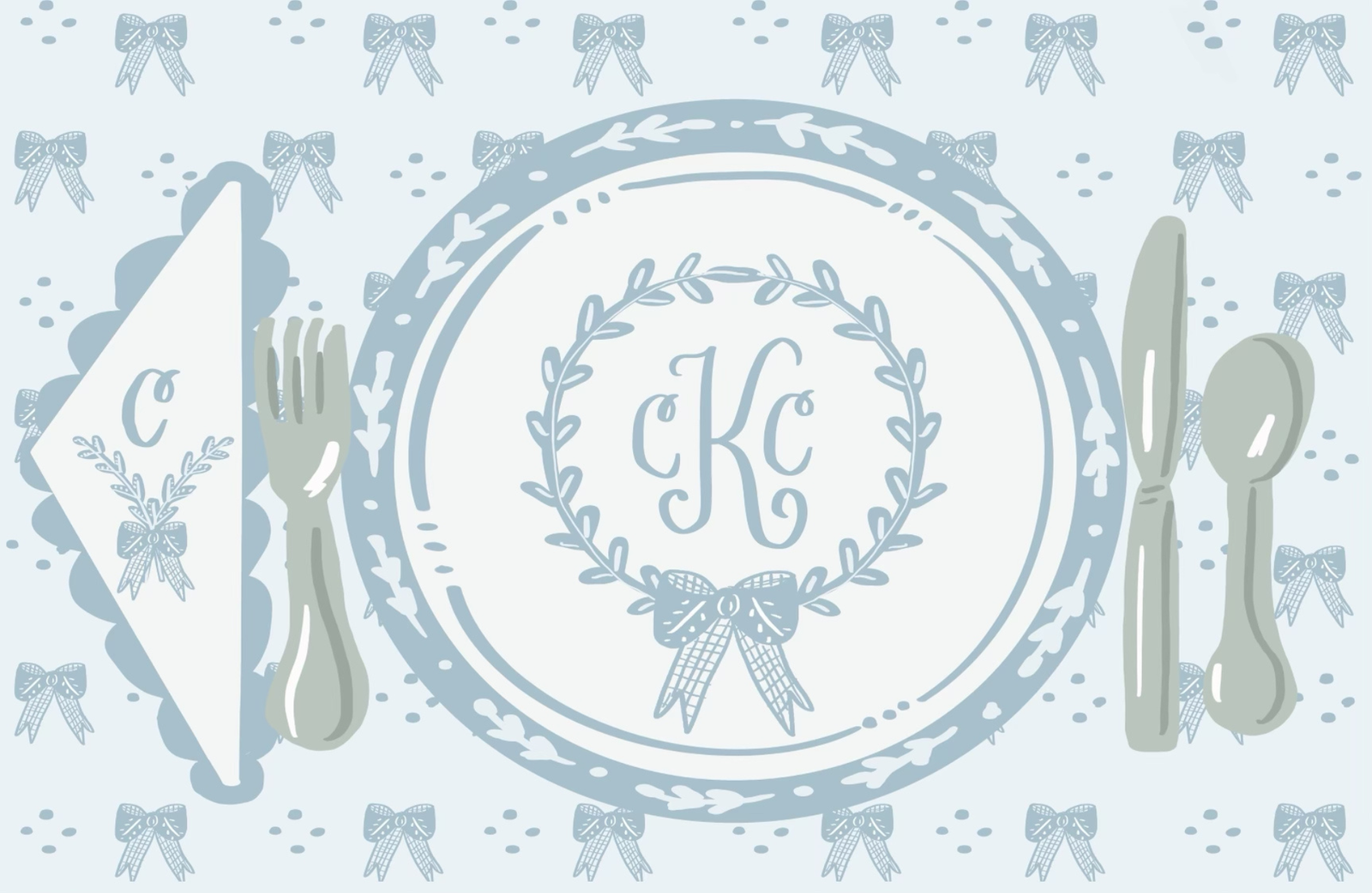 Blue Bows Placemat (personalized)