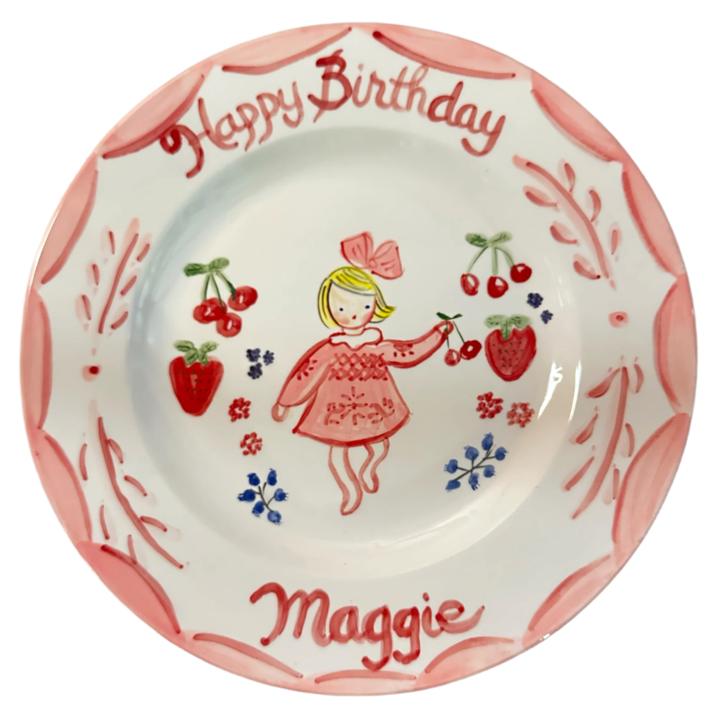 Strawberry Maggie Birthday Plate - Premium  from Tricia Lowenfield Shop 