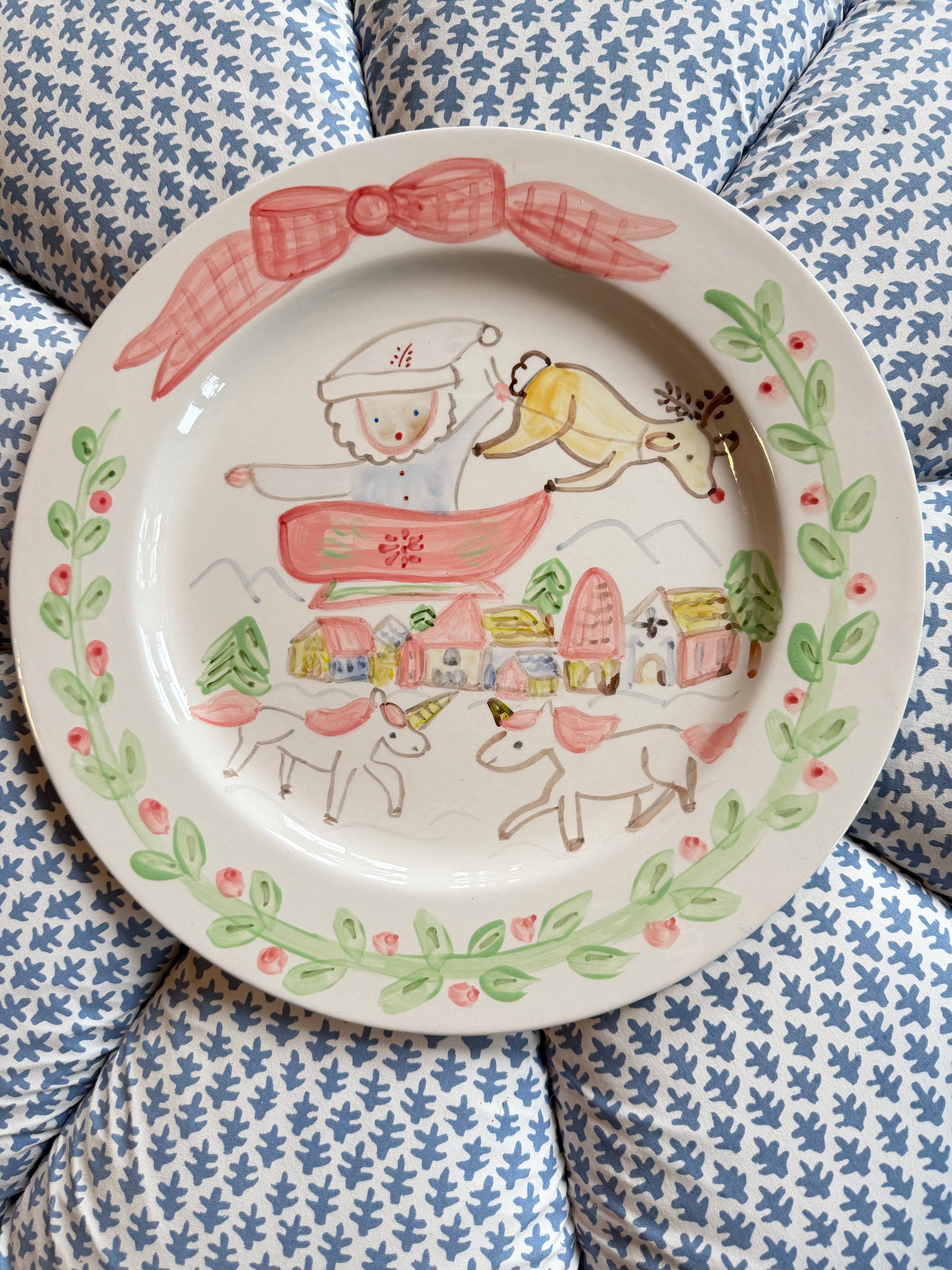 Pastel Santa Village Plate