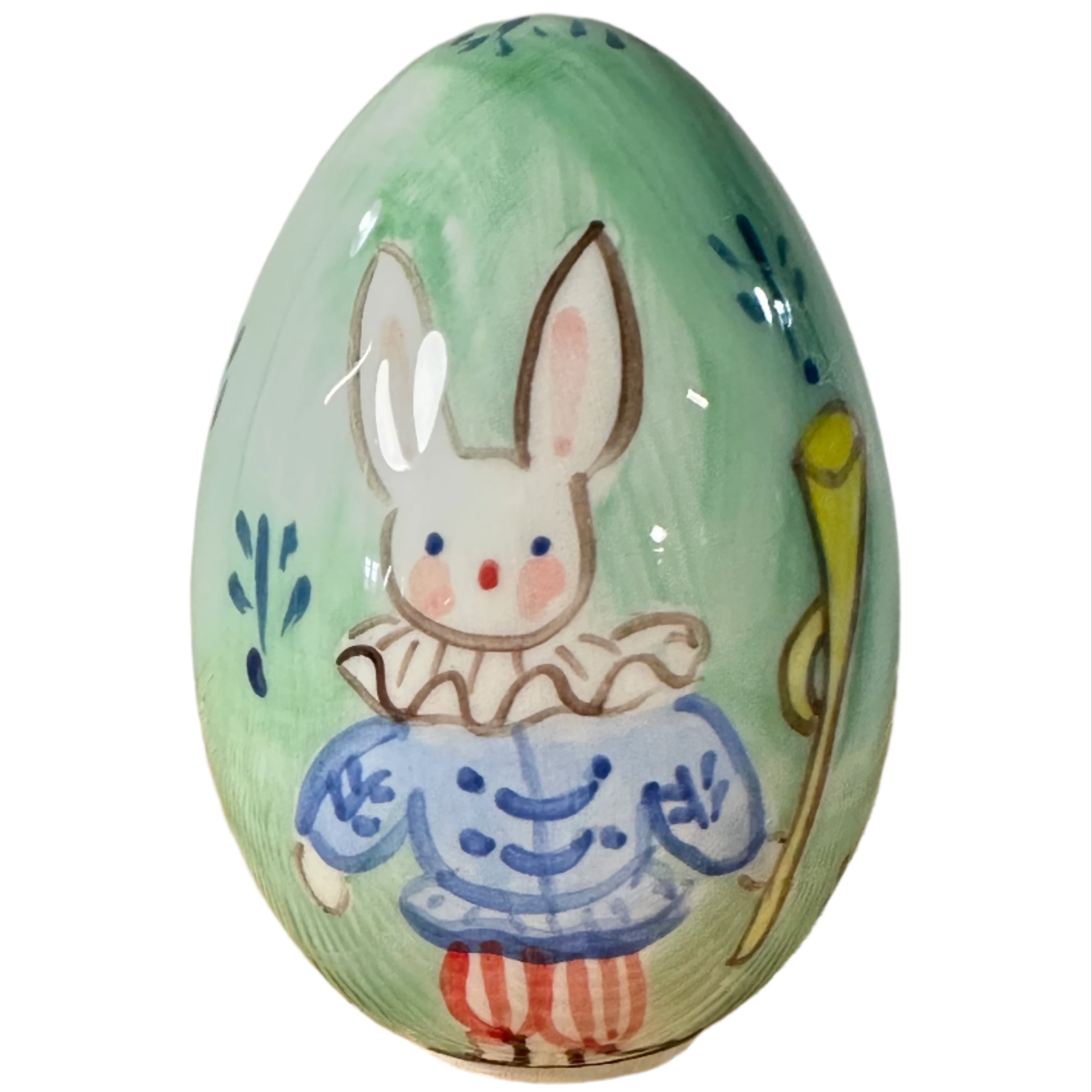 Handpainted Easter Egg - Green with Bunny | Tricia Lowenfield Design