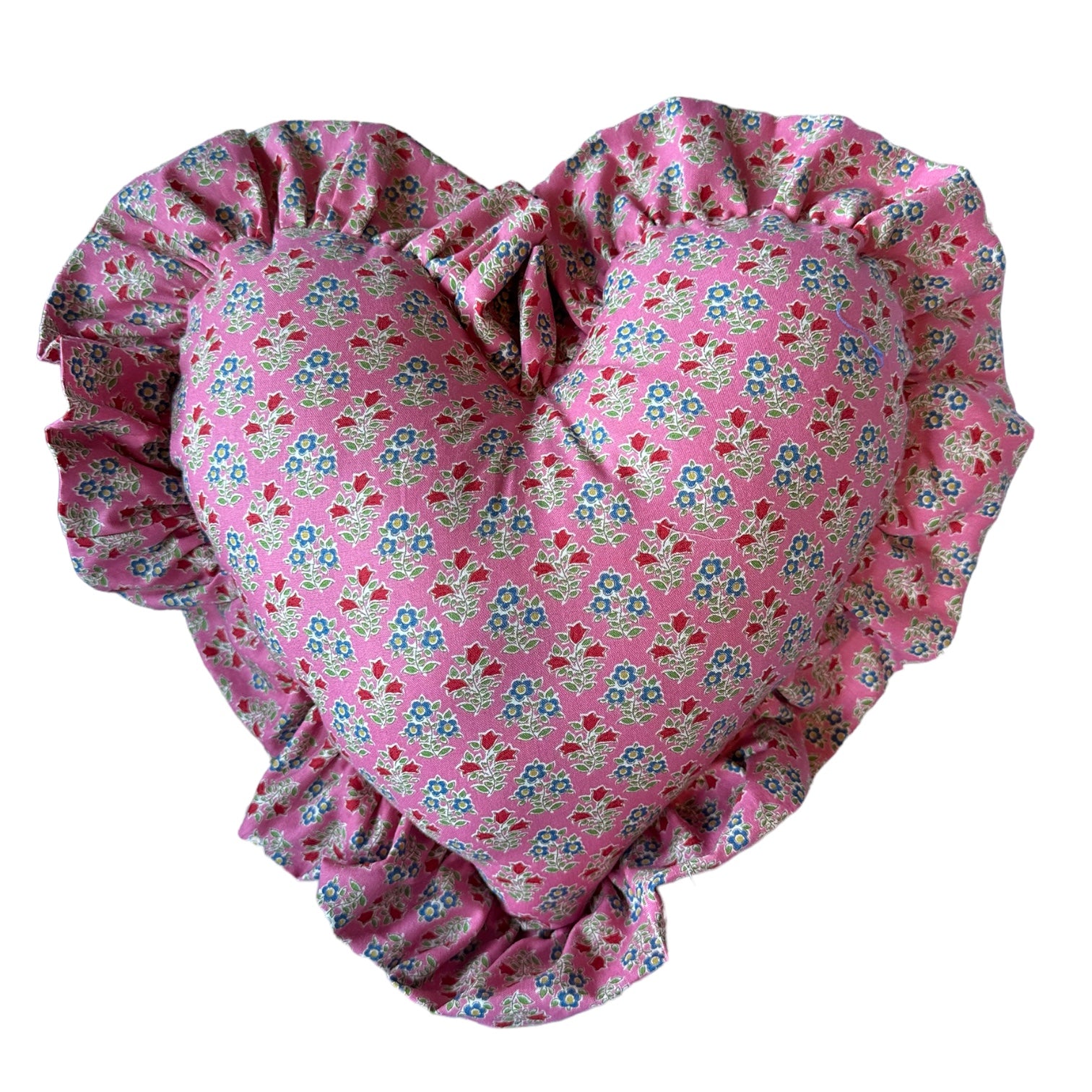 Heart Ruffle Pillow - pink print