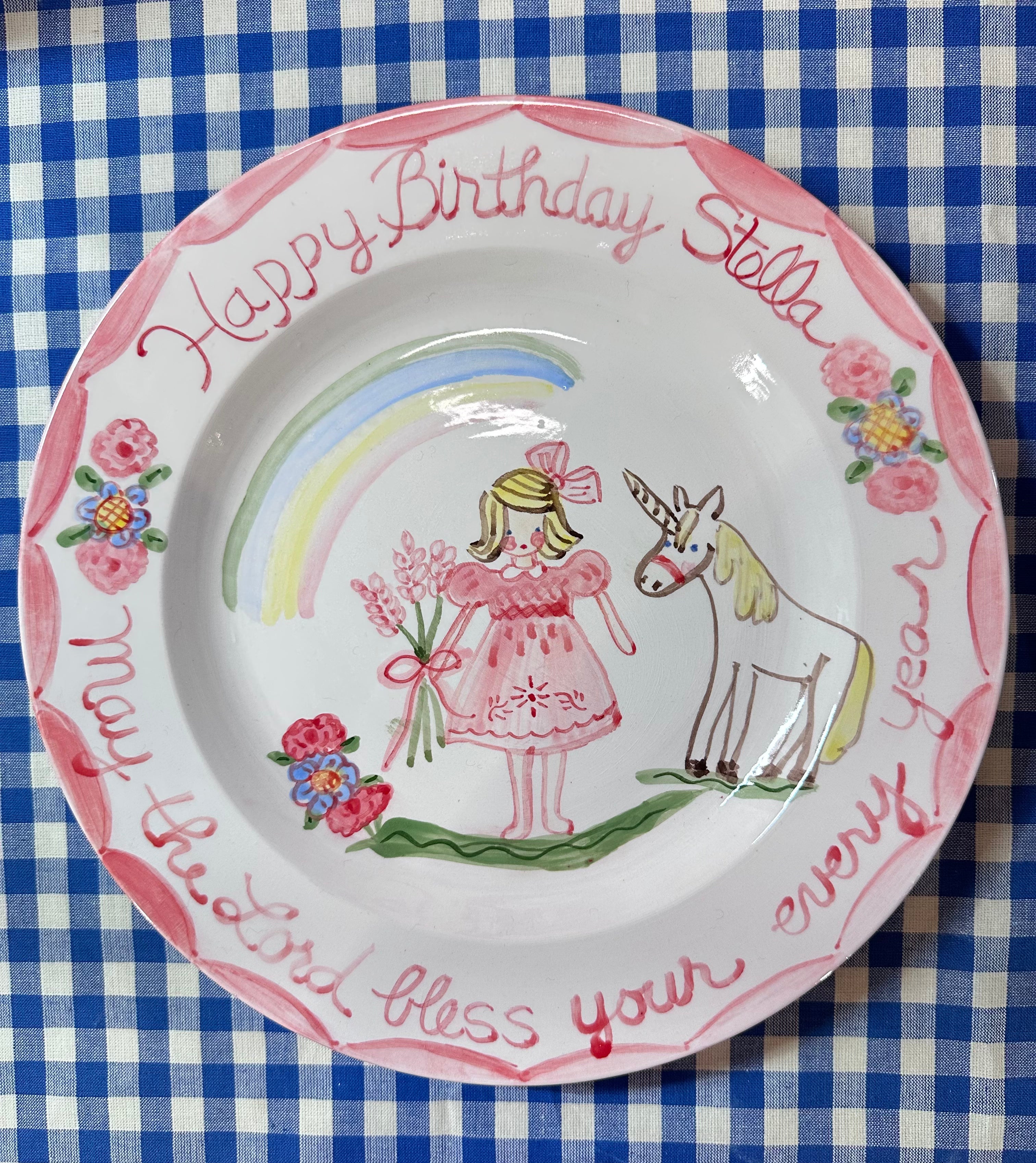 Stella Birthday Plate - Rainbow and Unicorn