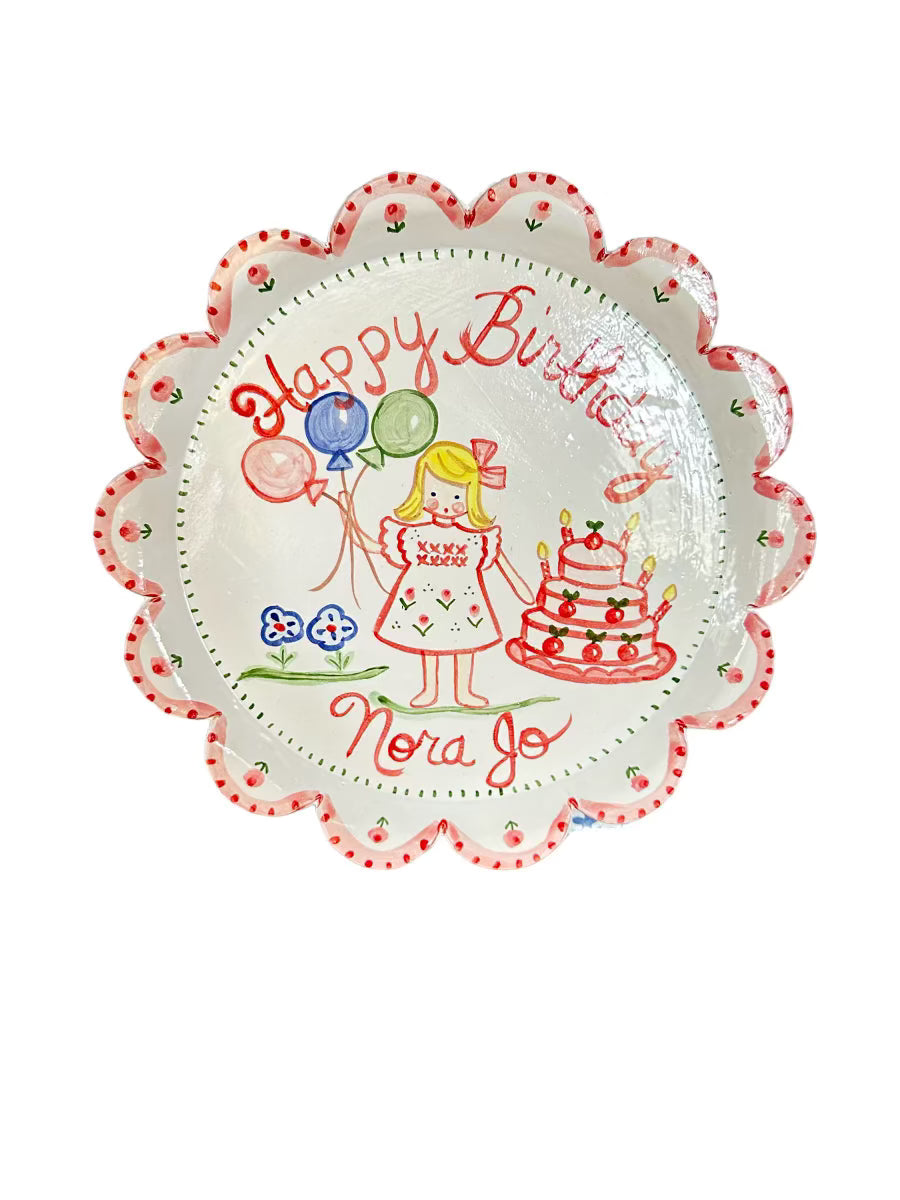 Scalloped Birthday Plate - Full Color - Premium  from Tricia Lowenfield Shop 