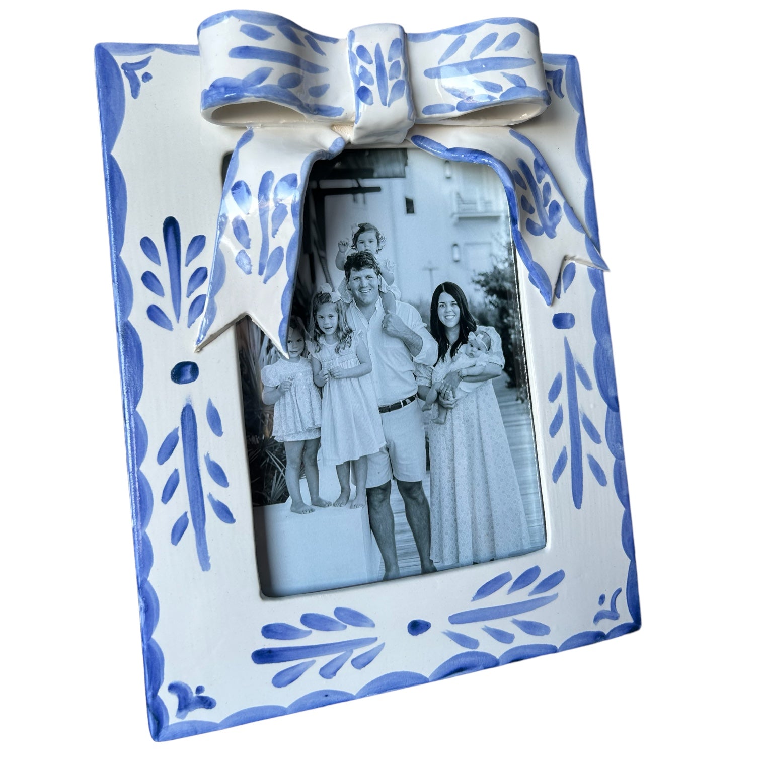 Ceramic Frame - Blue Bow - Premium  from Tricia Lowenfield Design 