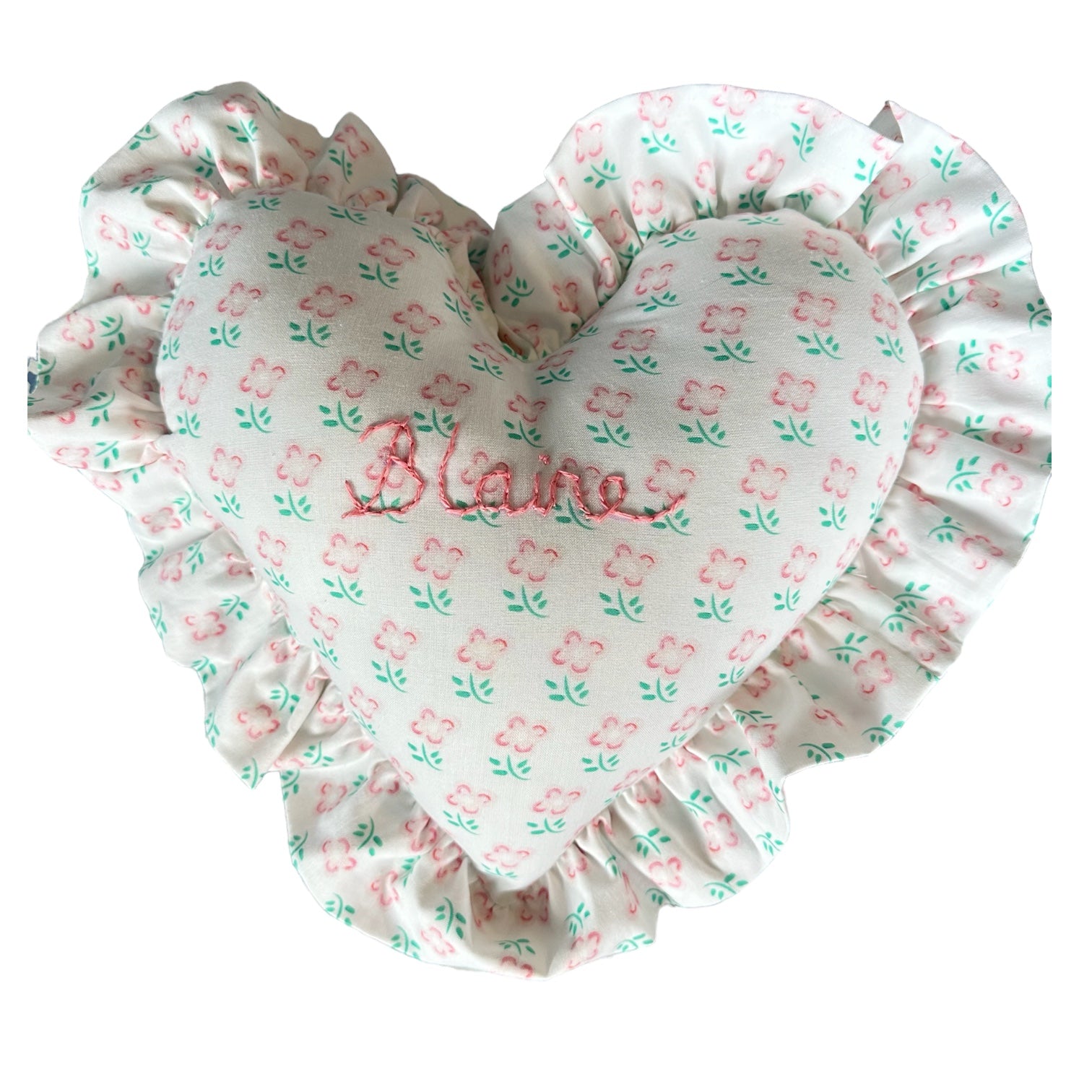 Heart Ruffle Pillow - blockprint - Premium  from Tricia Lowenfield Design 