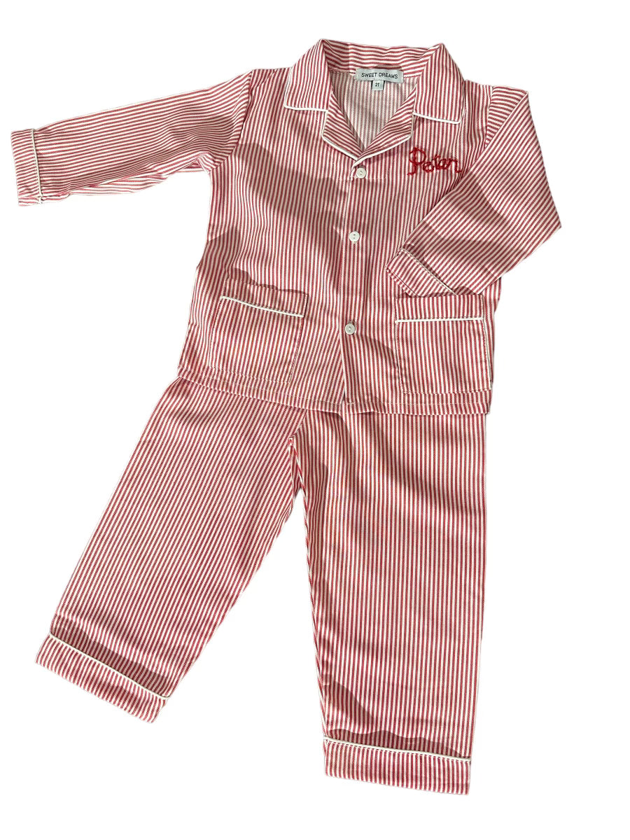 Christmas Pajamas - Red Striped 2-piece set - Premium  from Tricia Lowenfield Design 