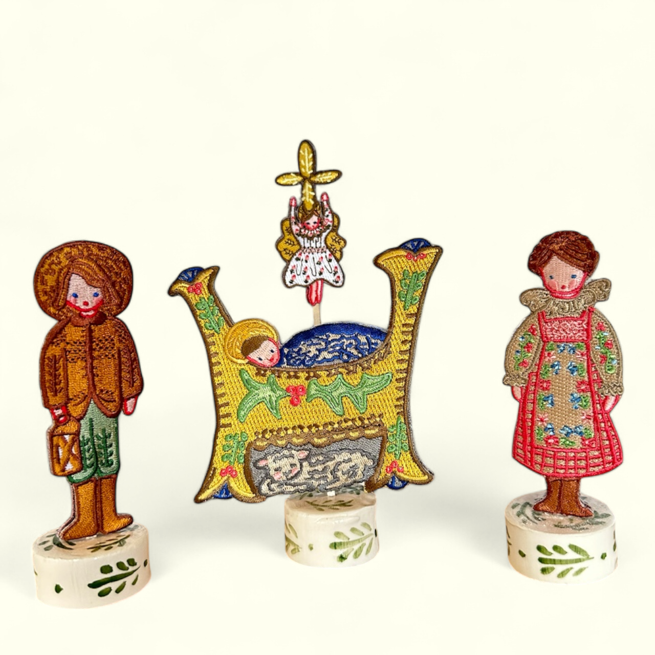 Nativity Embroidered Ornaments - Set of 4 - Premium  from Tricia Lowenfield Shop 
