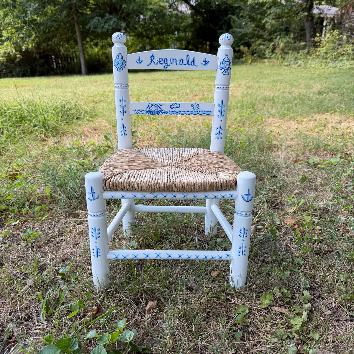 Child's Chair - Blue Boat and Fish