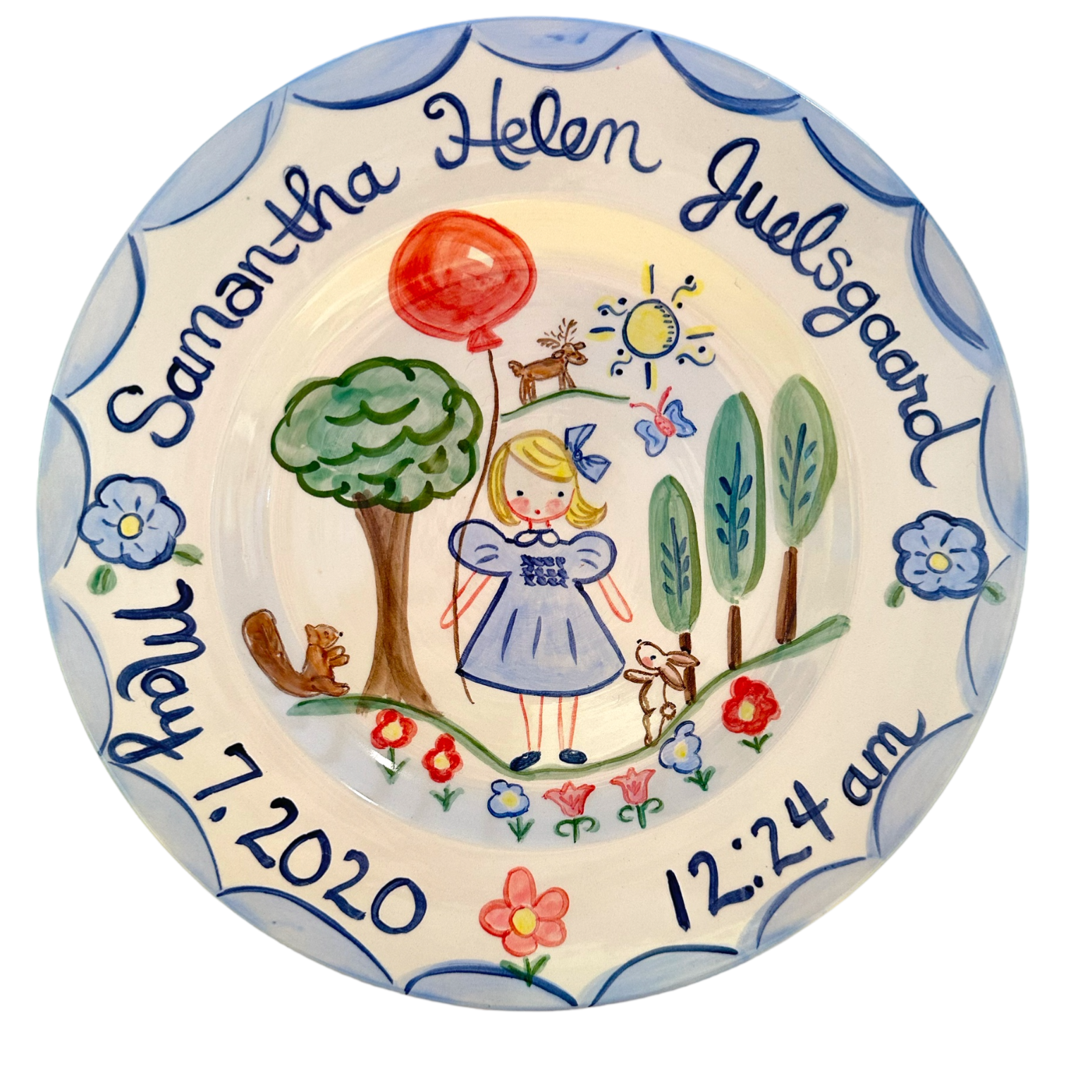 Birth Plate - Blue Dress (Full Color) - Premium  from Tricia Lowenfield Shop 