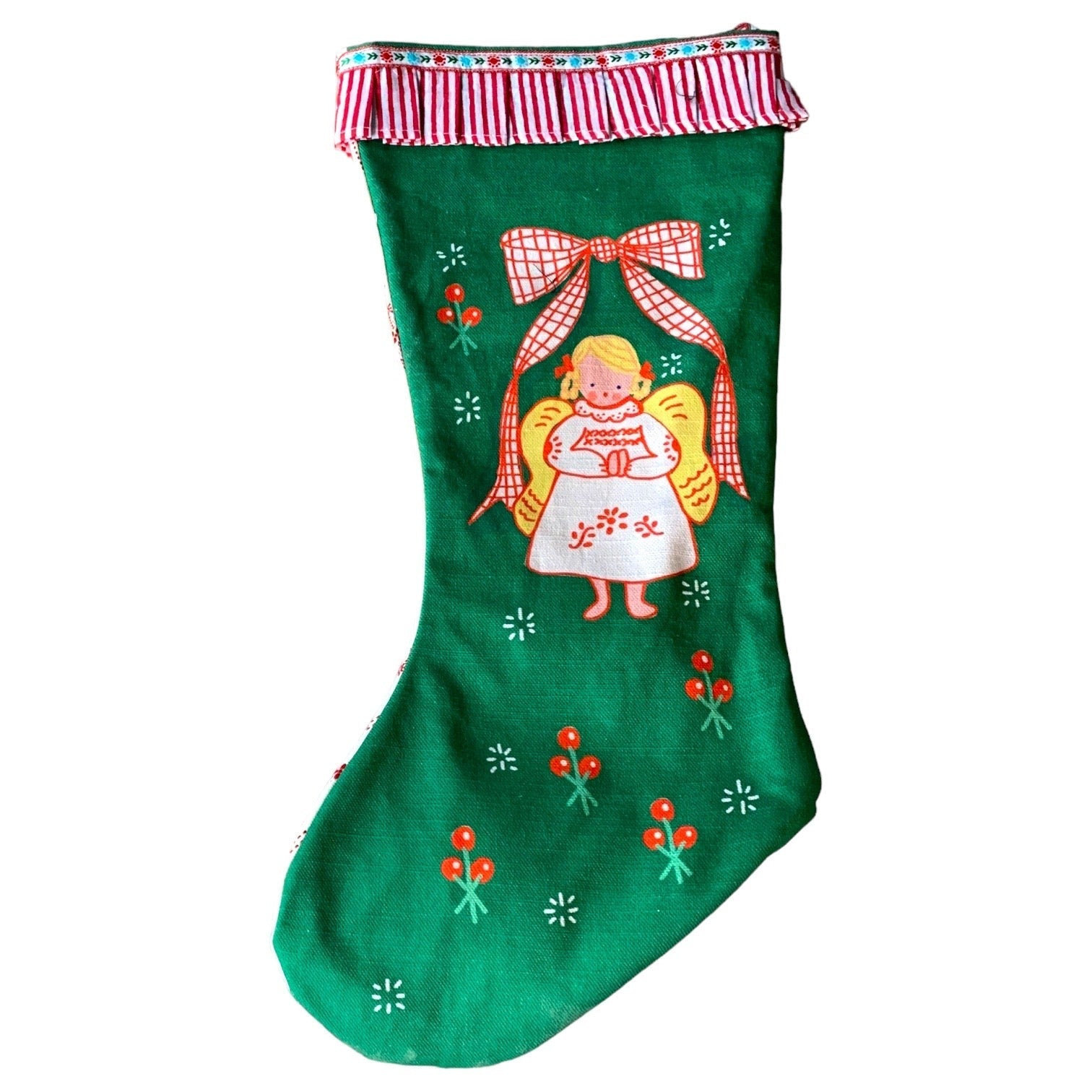 Green Angel Stocking - Girl - Premium  from Tricia Lowenfield Design 