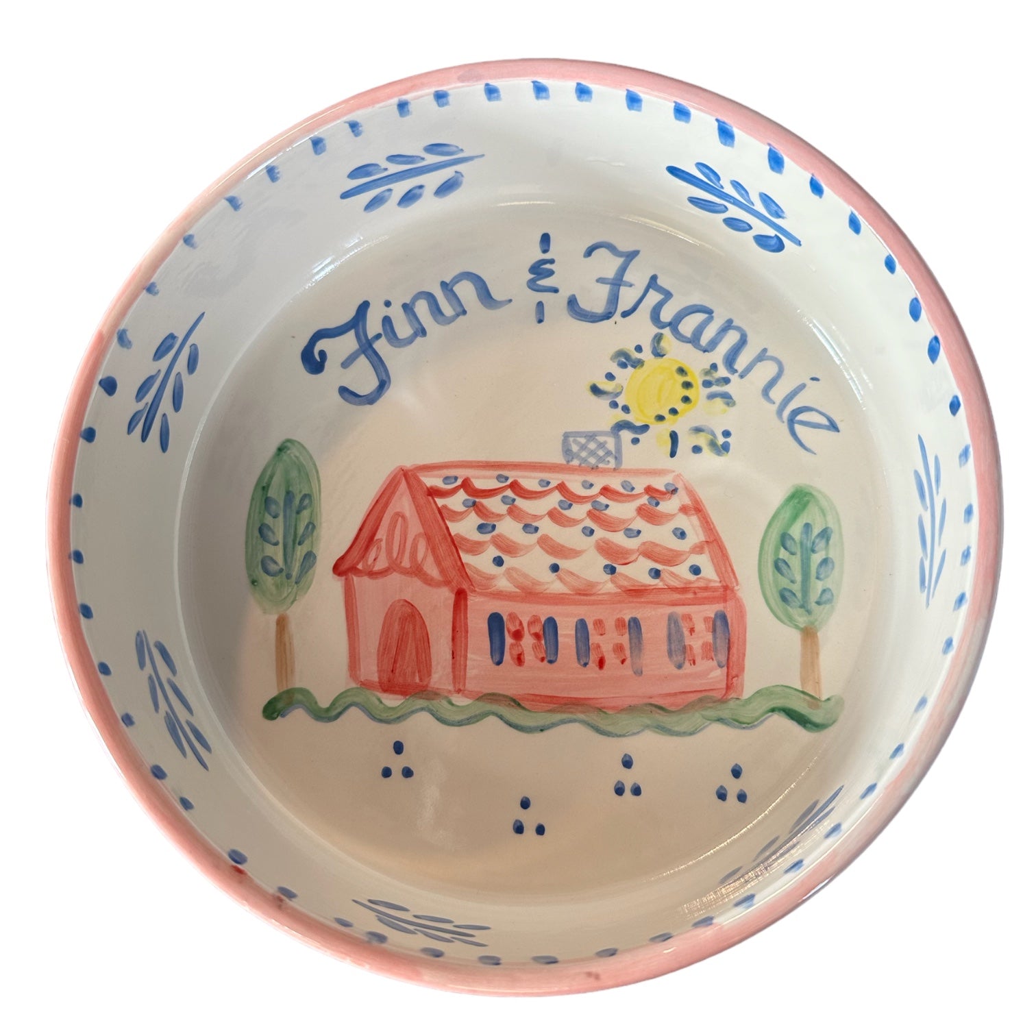 Dog Bowl - Pink House - Premium Dog Bowl from Tricia Lowenfield Design 