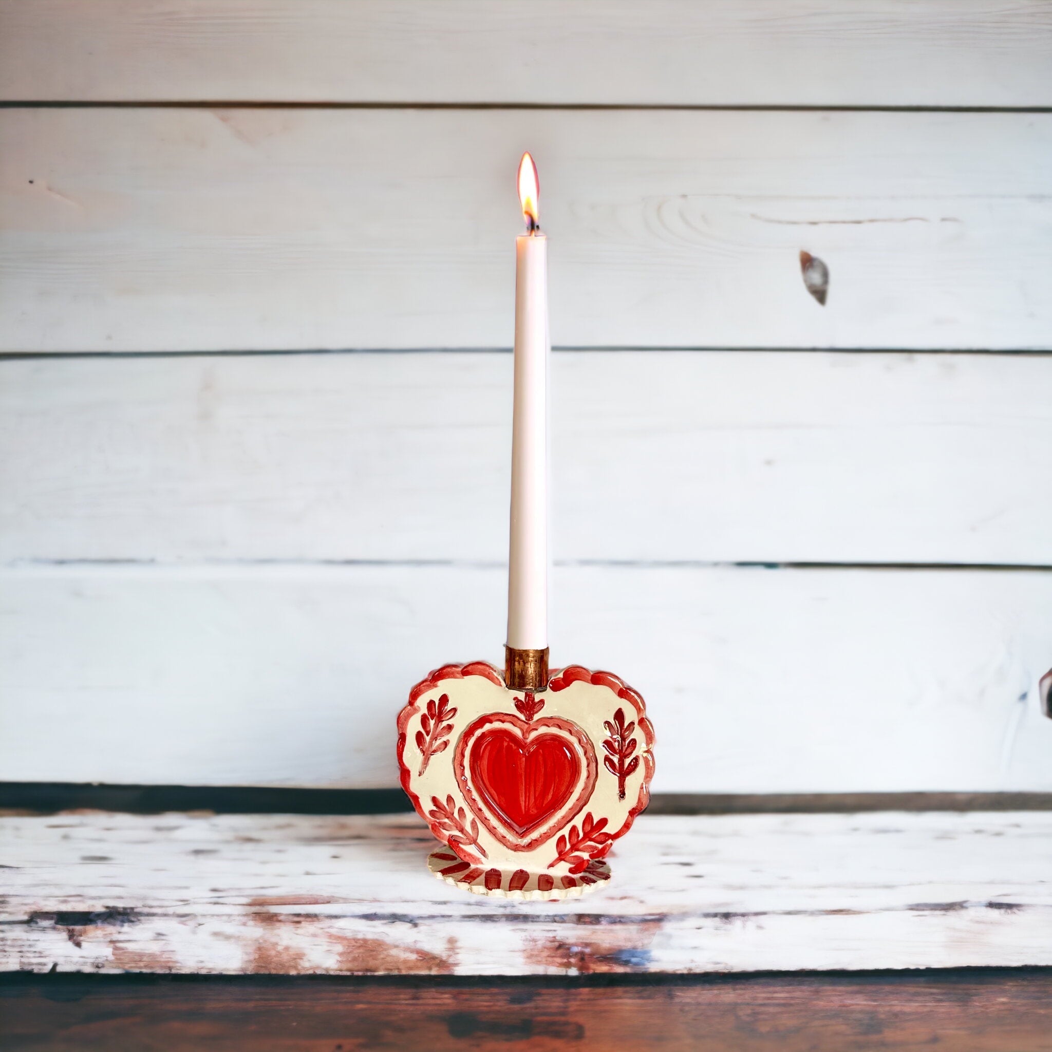 Pair of 2 Heart Candlestick Holders - Premium Cake Topper from Tricia Lowenfield Design 