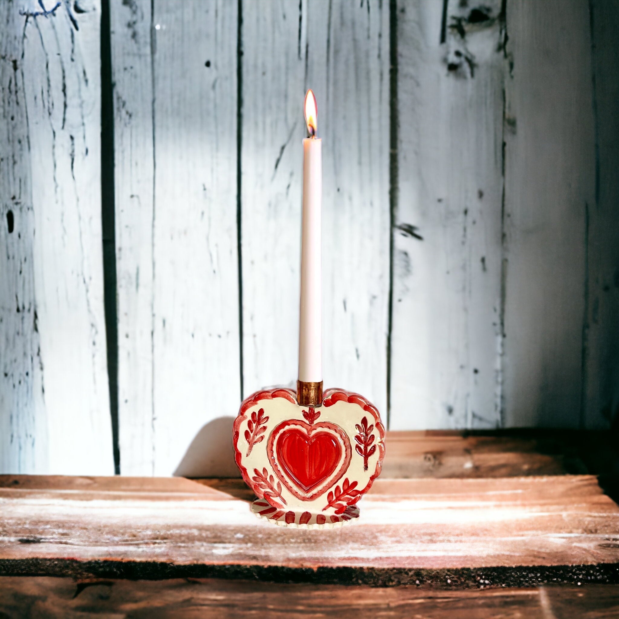Pair of 2 Heart Candlestick Holders - Premium Cake Topper from Tricia Lowenfield Design 