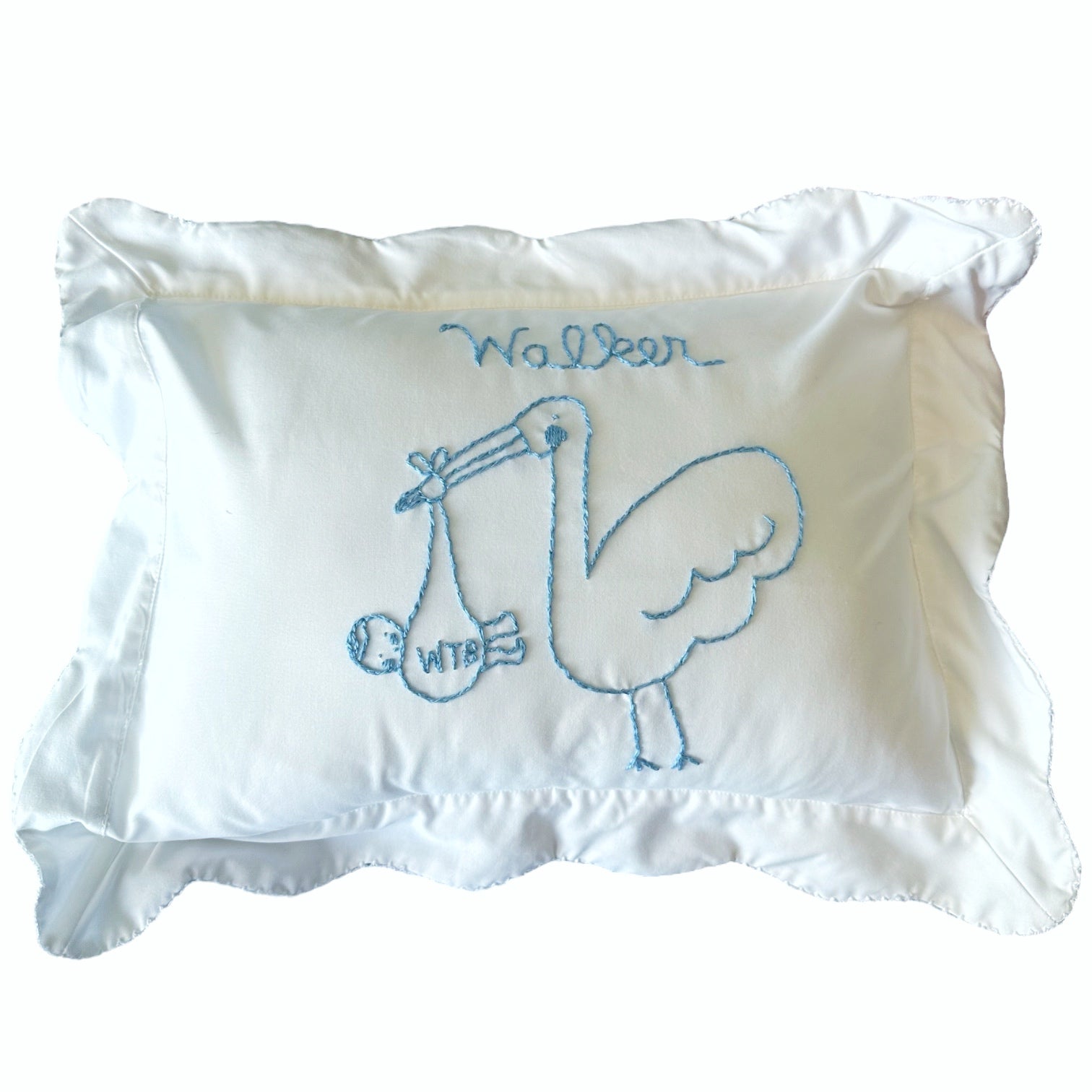 Baby Pillow - Stork with Girl - Premium  from Tricia Lowenfield Design 