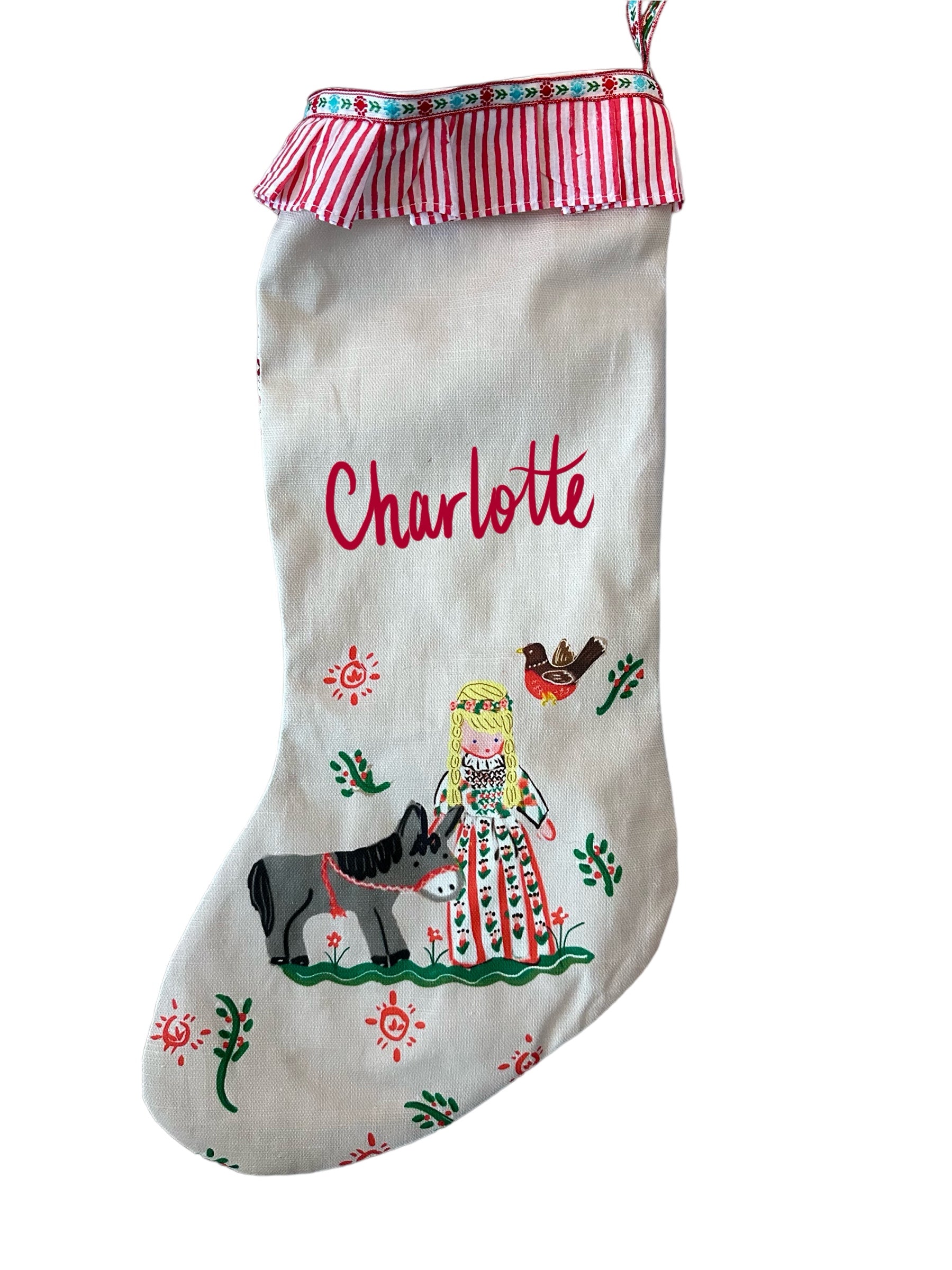 Stocking - Girl with Donkey - Premium  from Tricia Lowenfield Design 